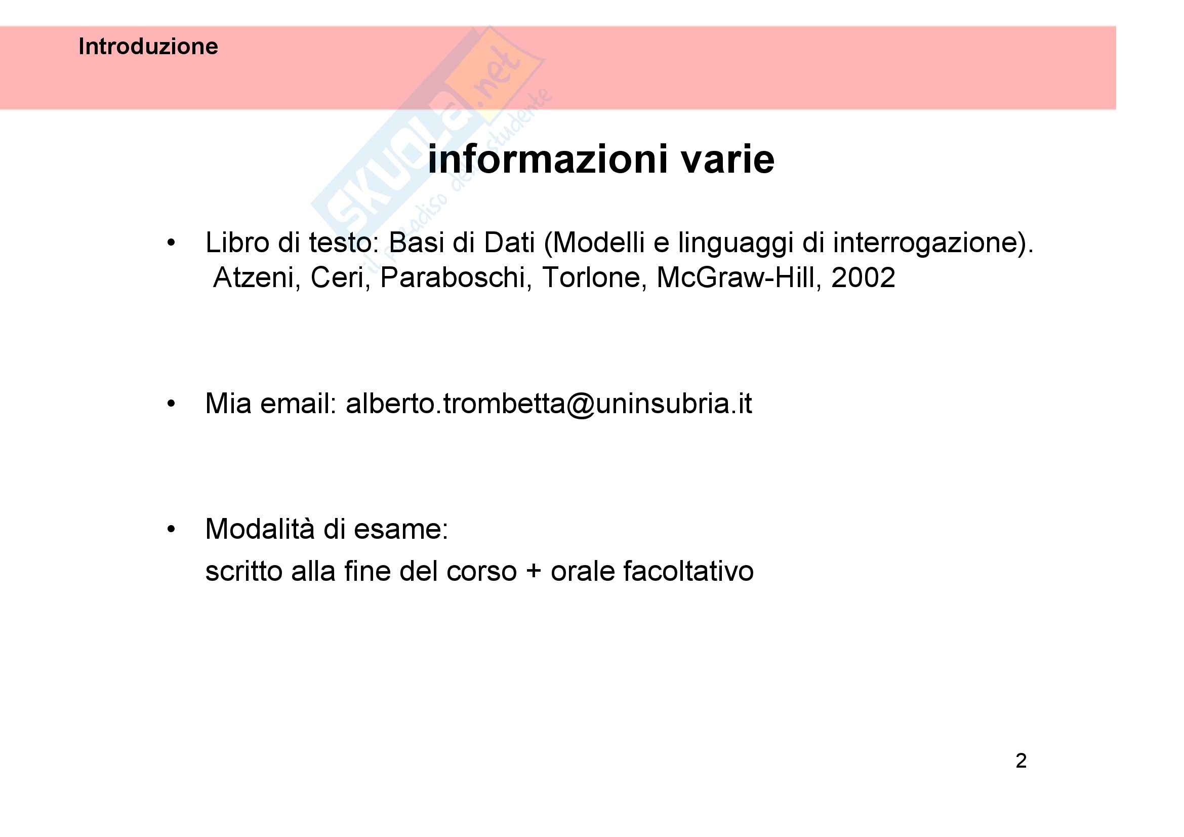 Gestione dati e archivi - introduzione al corso Pag. 2