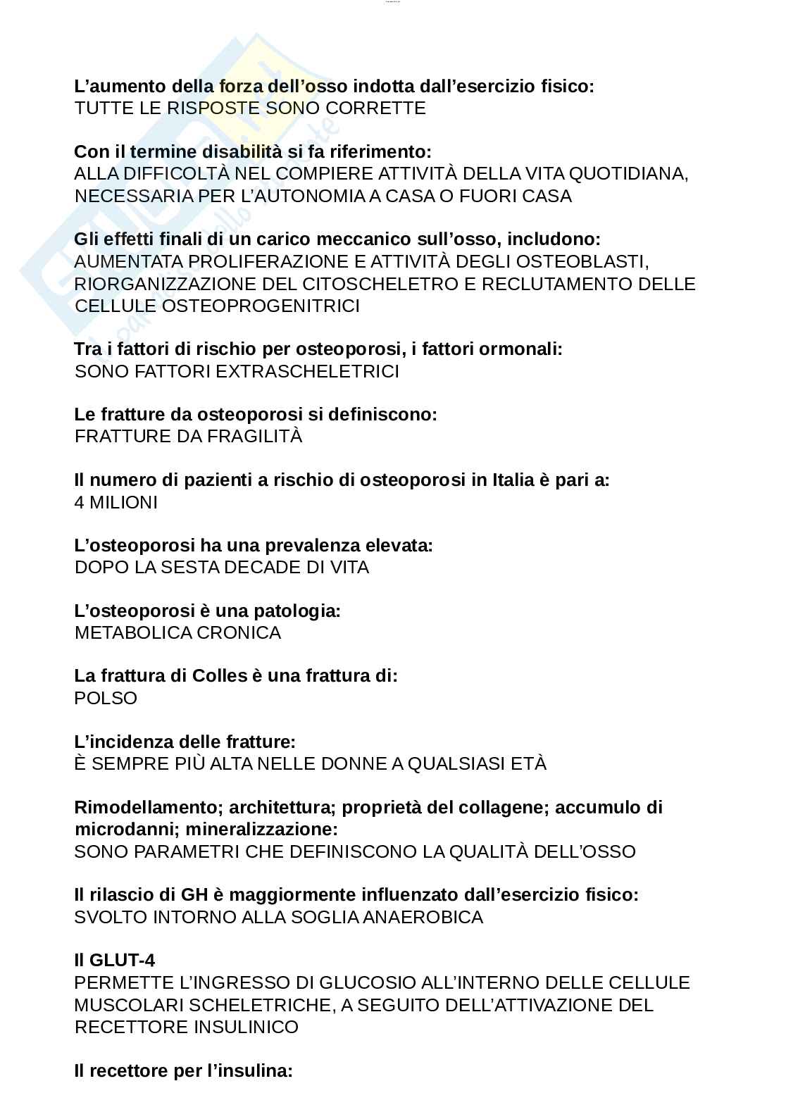 Paniere esame Nutrizione ed endocrinologia, Endocrinologia applicata all'attività motoria  Pag. 11