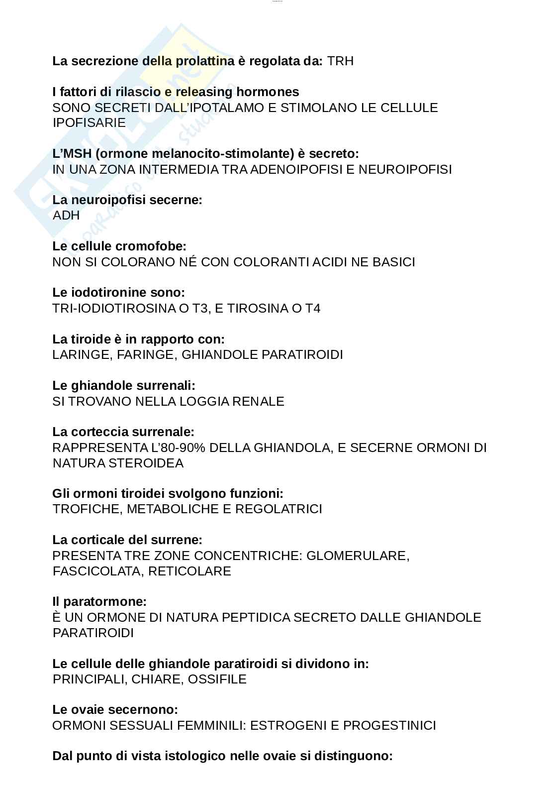 Paniere esame Nutrizione ed endocrinologia, Endocrinologia applicata all'attività motoria  Pag. 2