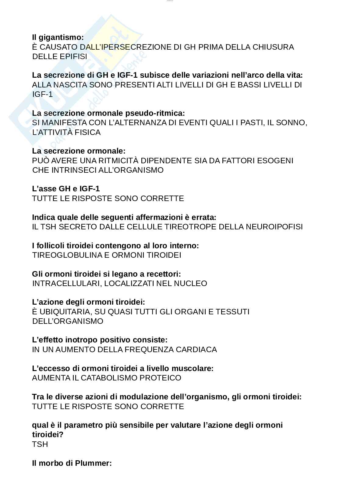 Paniere esame Nutrizione ed endocrinologia, Endocrinologia applicata all'attività motoria  Pag. 6