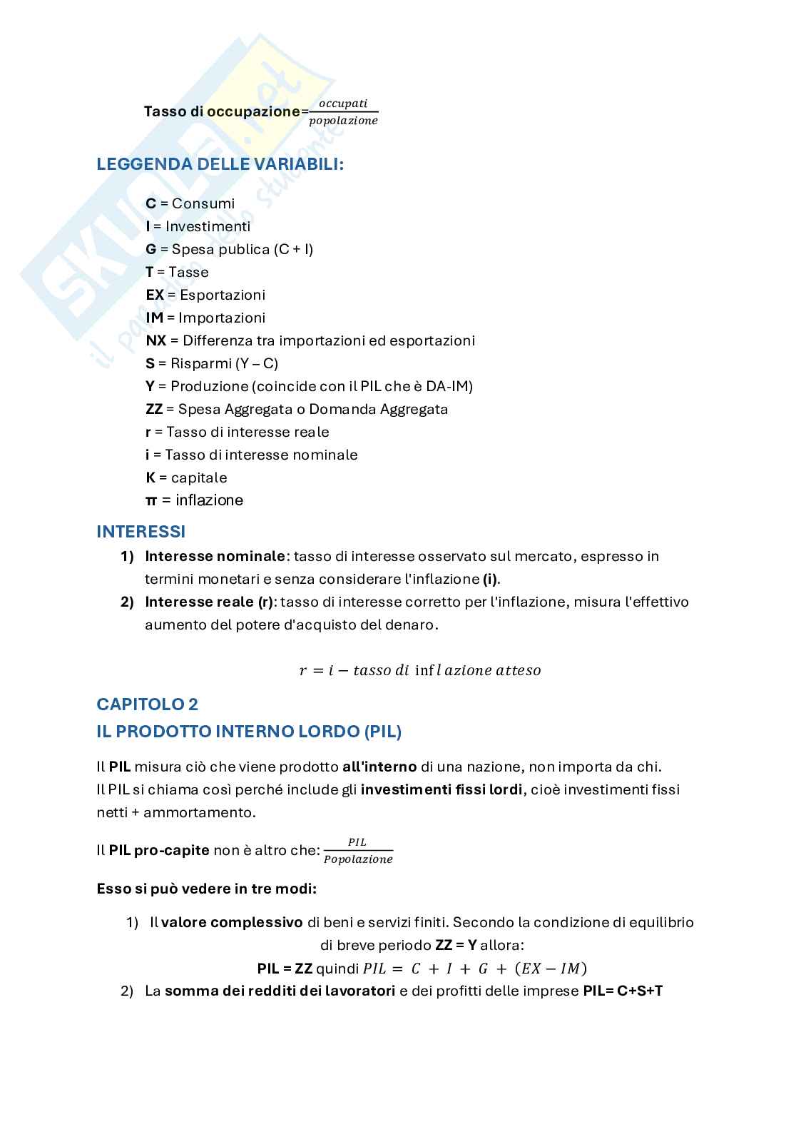 Riassunto esame Macroeconomia, Prof. Parisi Lavinia, libro consigliato Macroeconomia, Wyplosz Pag. 2