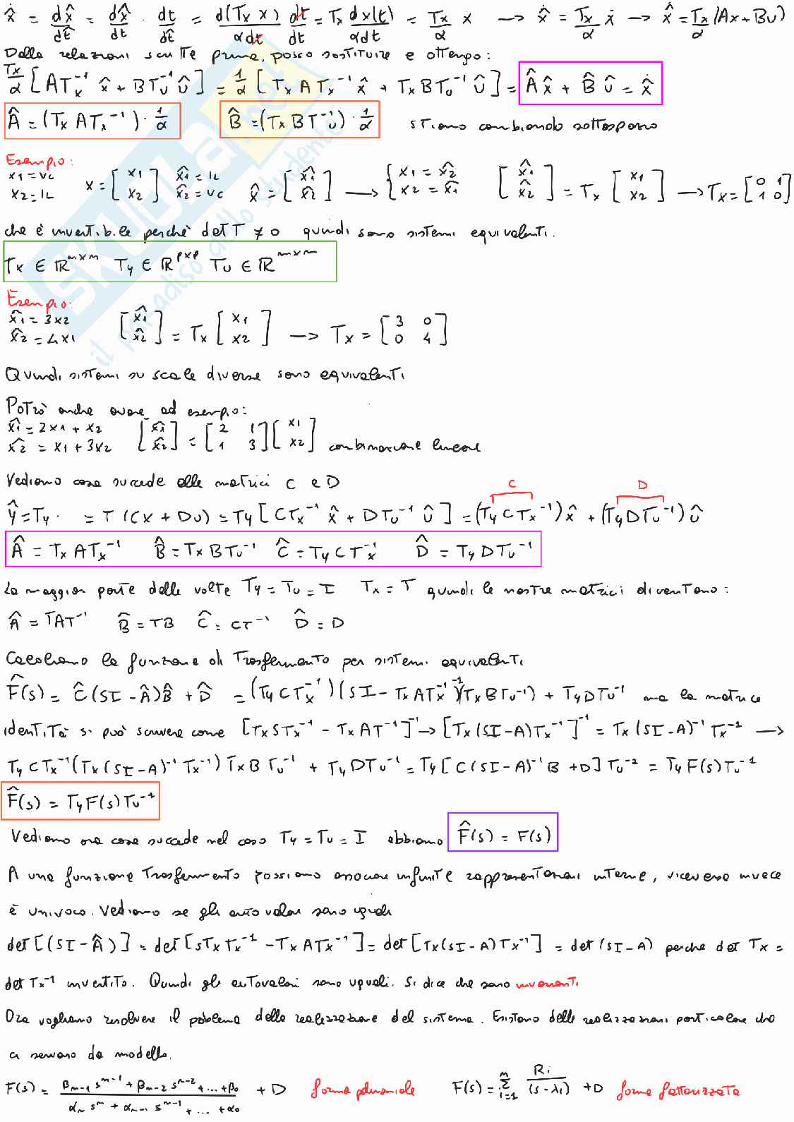 Teoria per l'esame di Teoria dei sistemi - parte 2 Pag. 1