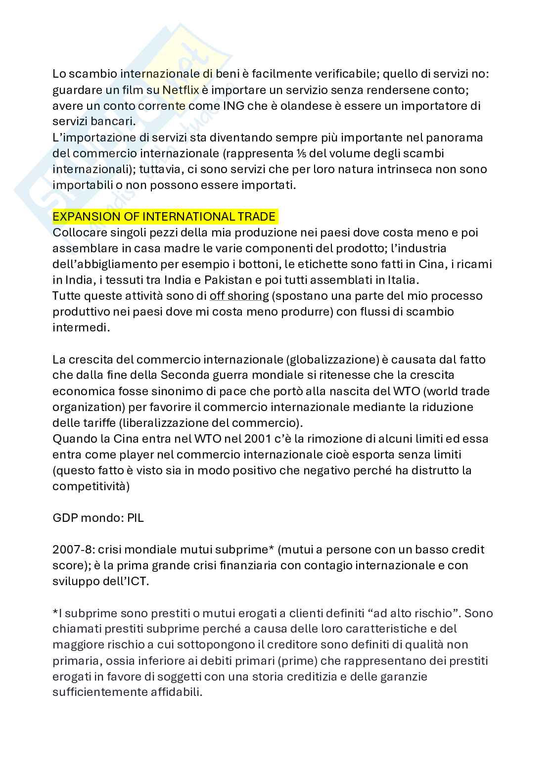 International economics   Pag. 2