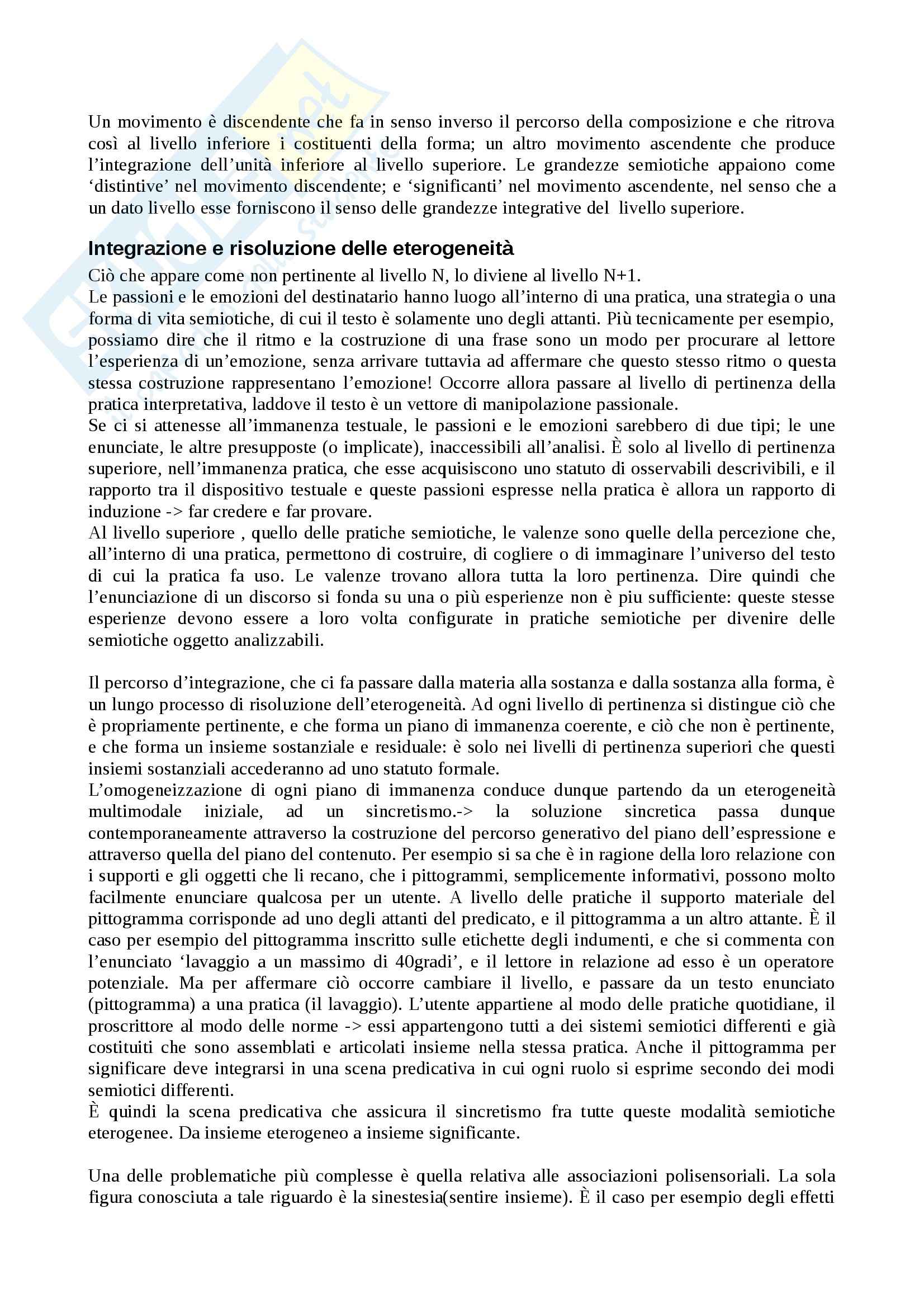 Riassunto esame Semiotica, prof. Basso, libro consigliato Pratiche semiotiche, Fontanille Pag. 6