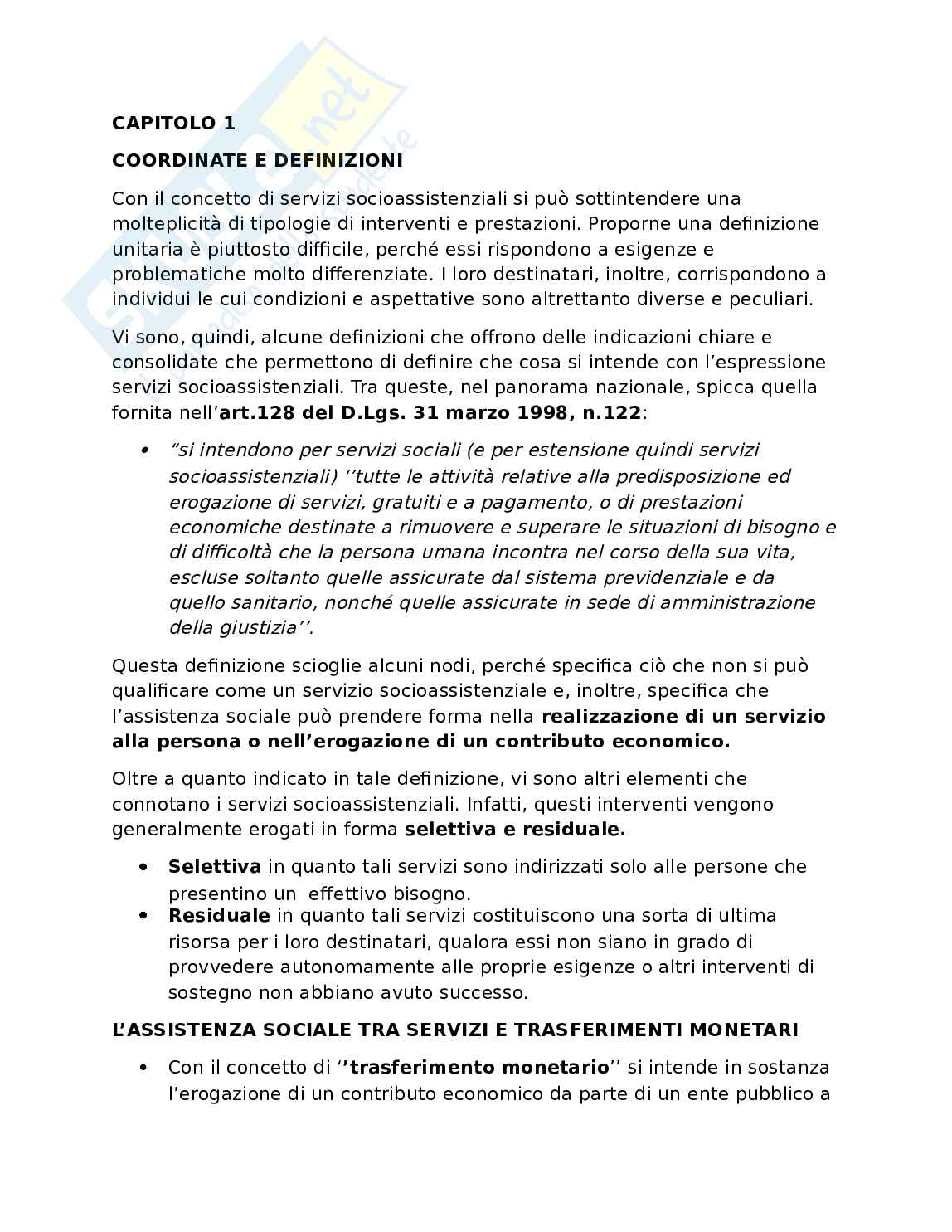 Organizzazione dei servizi socioassistenziali Pag. 1