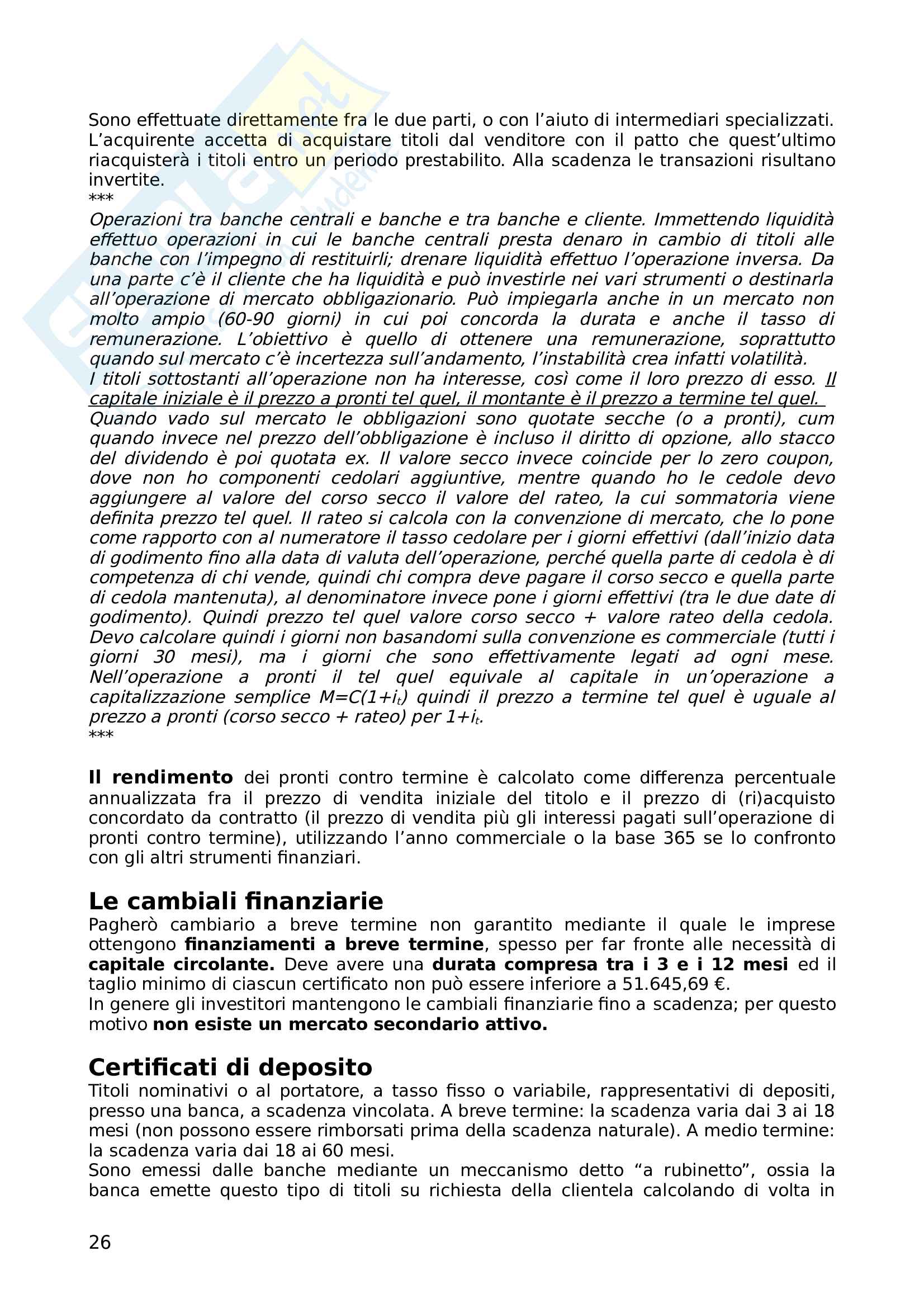 Riassunto esame economia degli intermediari finanziari, prof. Boido, libro consigliato Economia degli intermediari finanziari McGraw Hill Pag. 26