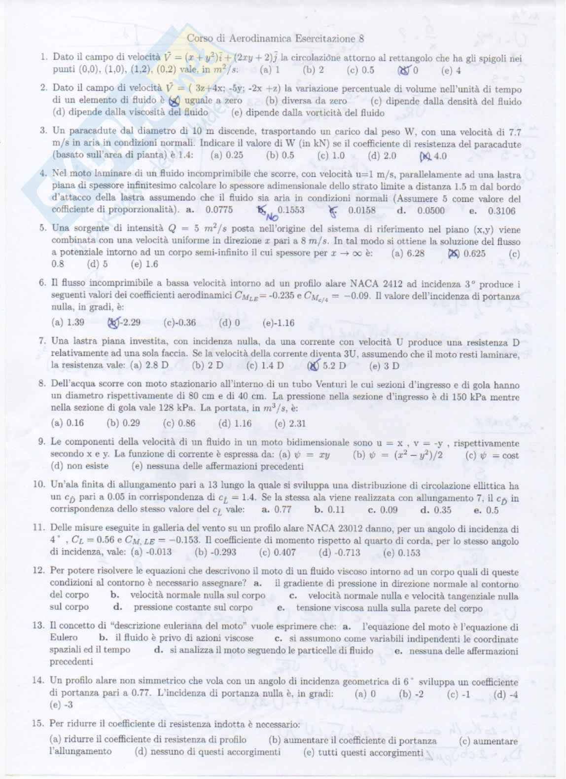 Aerodinamica (formulario - esercitazioni svolte) Pag. 16