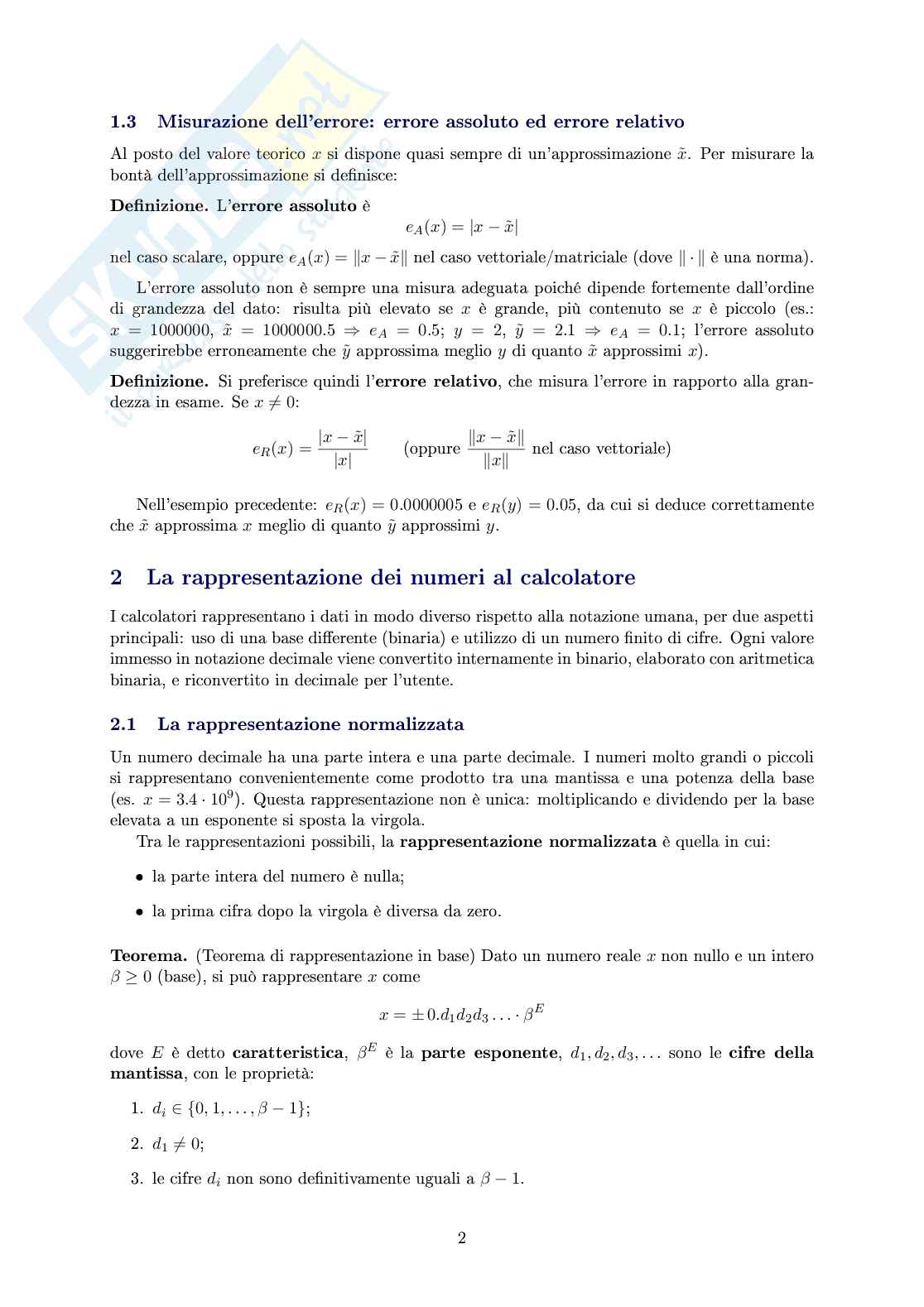Calcolo numerico  Pag. 2
