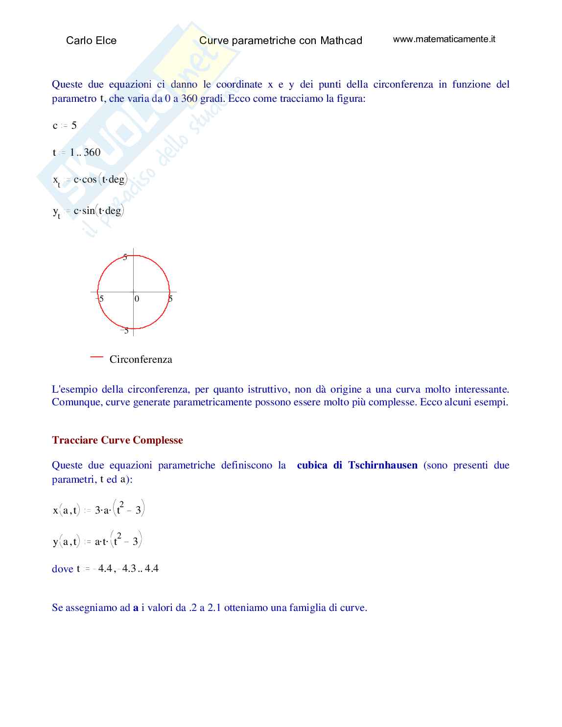Curve parametriche Pag. 2