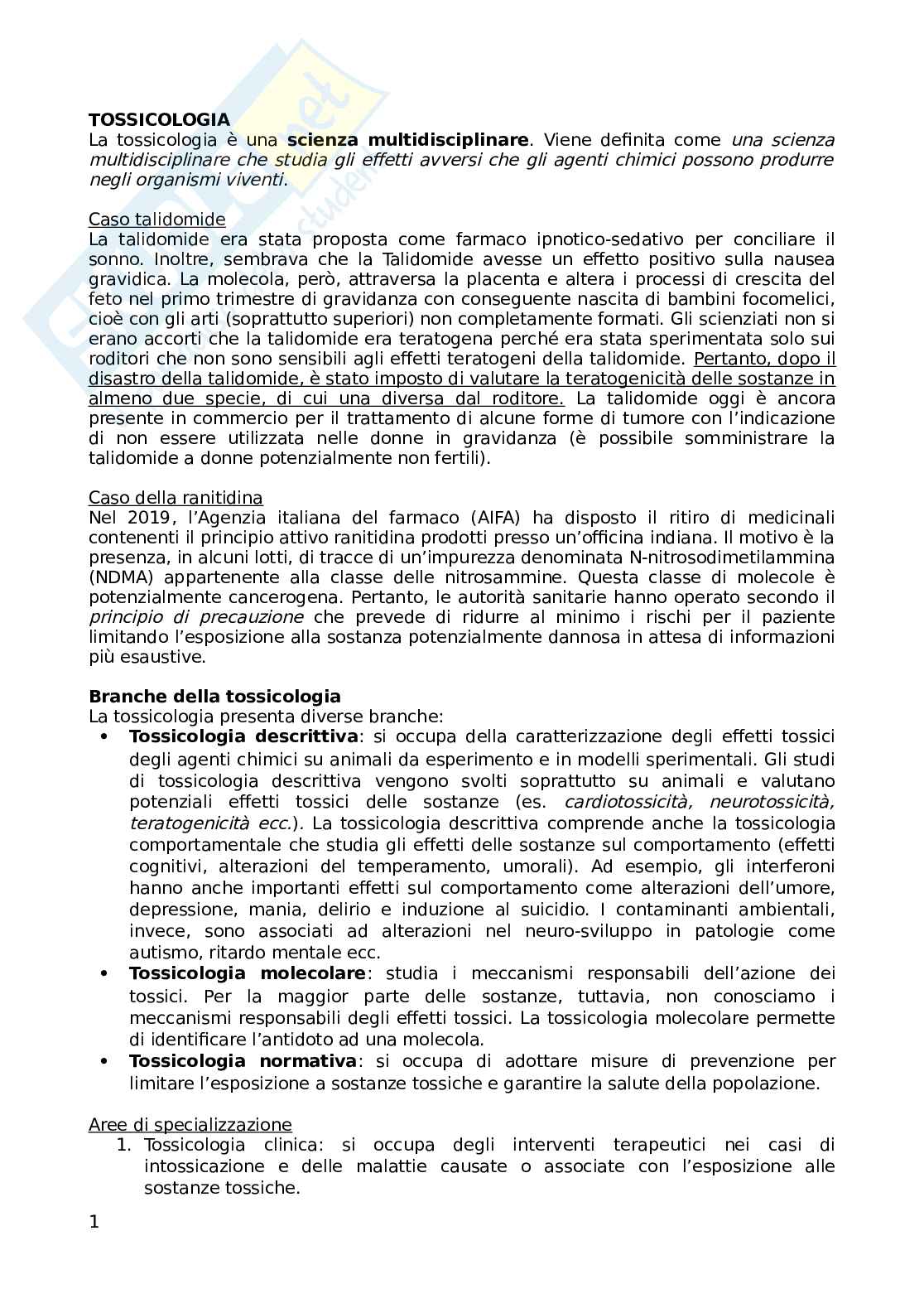 Tossicologia generale Pag. 1