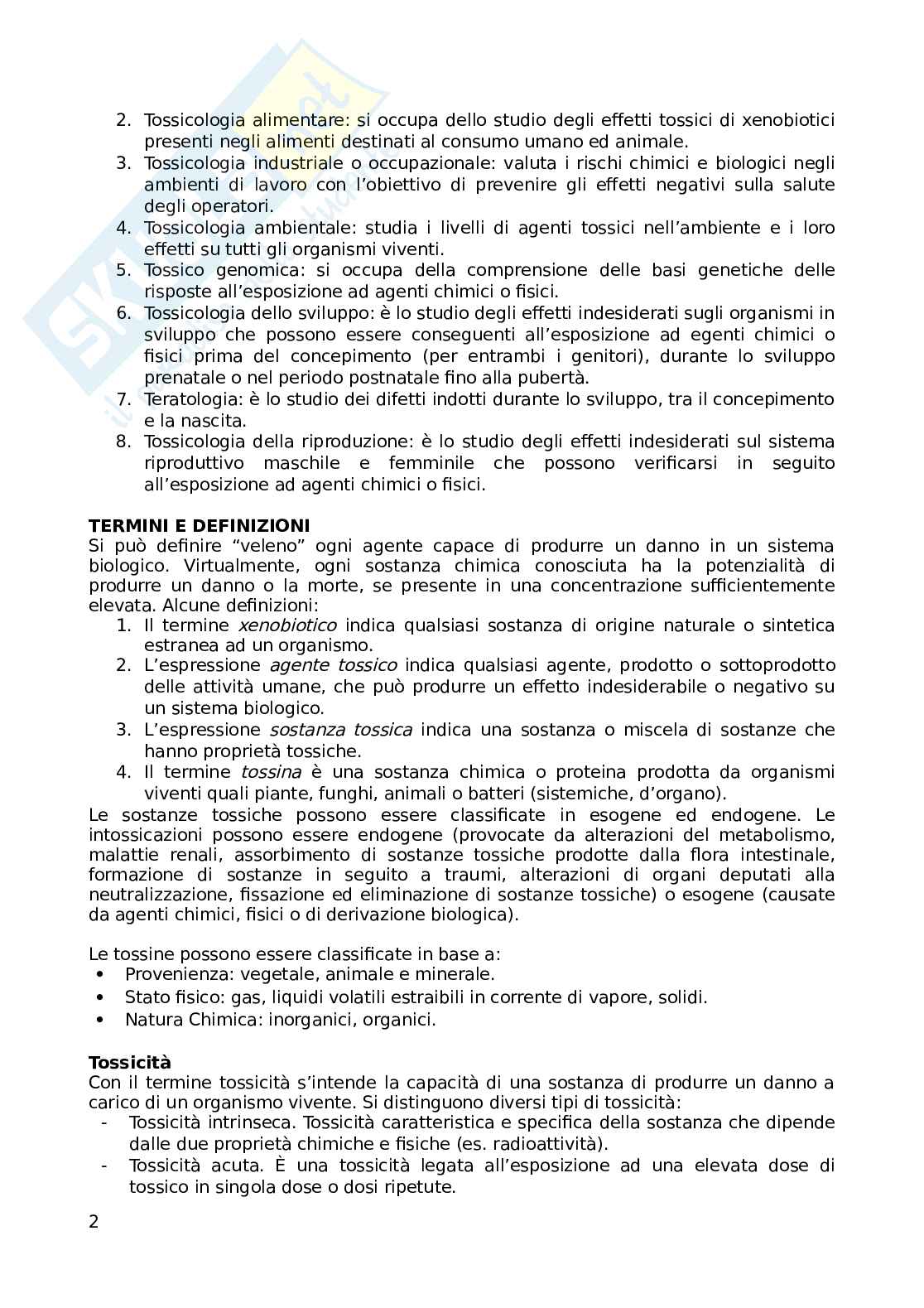 Tossicologia generale Pag. 2