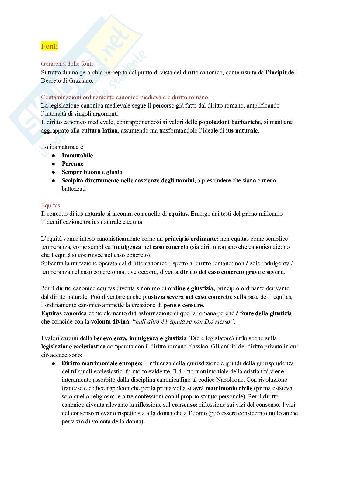 Fonti Diritto canonico  Pag. 1