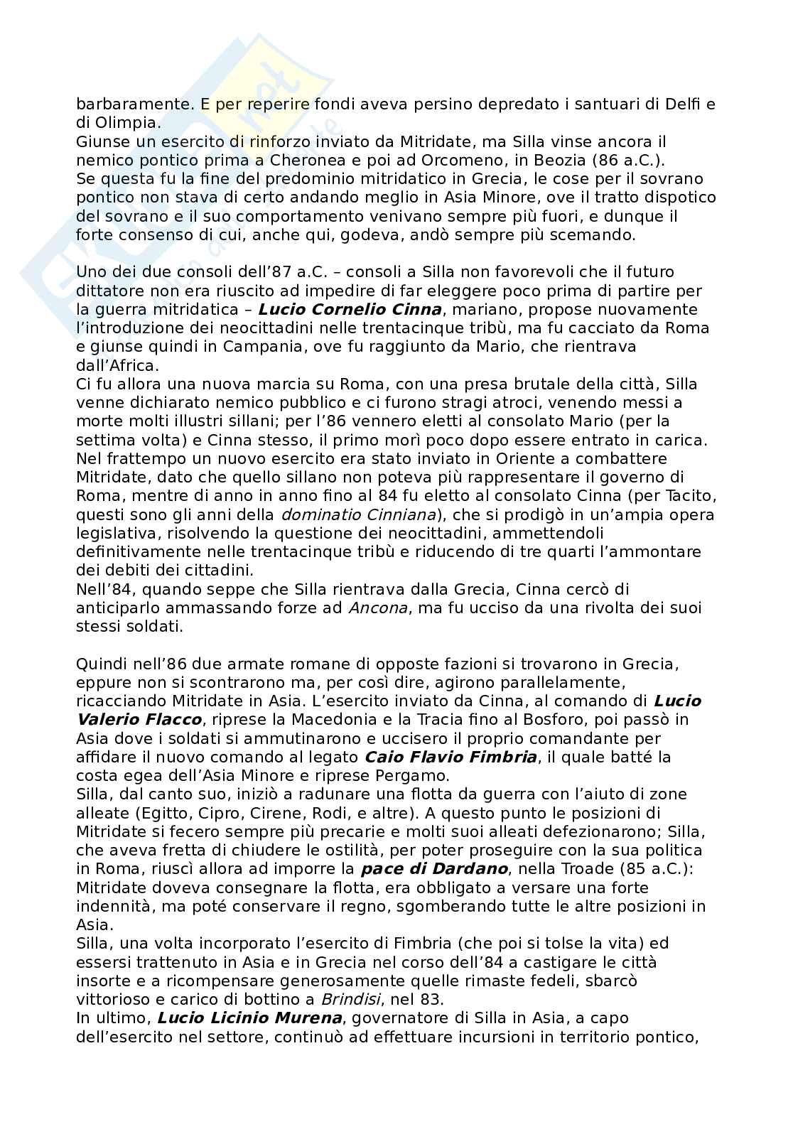 Riassunto esame Storia romana, Prof. Tantillo Ignazio, libro consigliato Storia romana, Gerace, Marcone Pag. 16