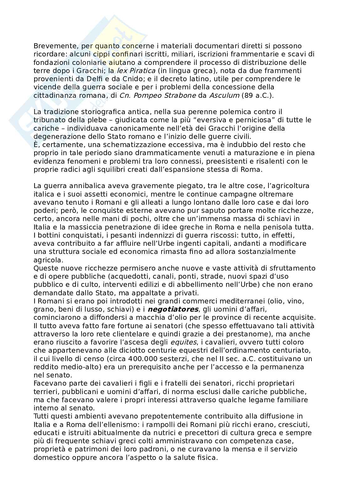 Riassunto esame Storia romana, Prof. Tantillo Ignazio, libro consigliato Storia romana, Gerace, Marcone Pag. 2