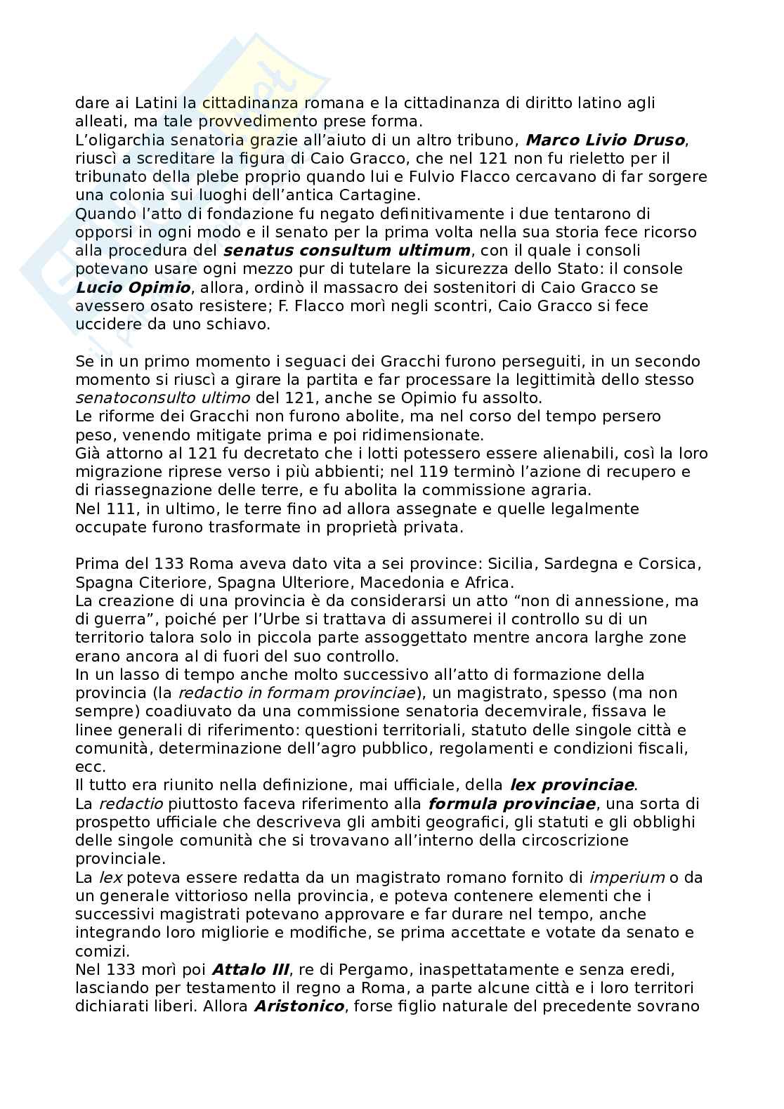 Riassunto esame Storia romana, Prof. Tantillo Ignazio, libro consigliato Storia romana, Gerace, Marcone Pag. 6