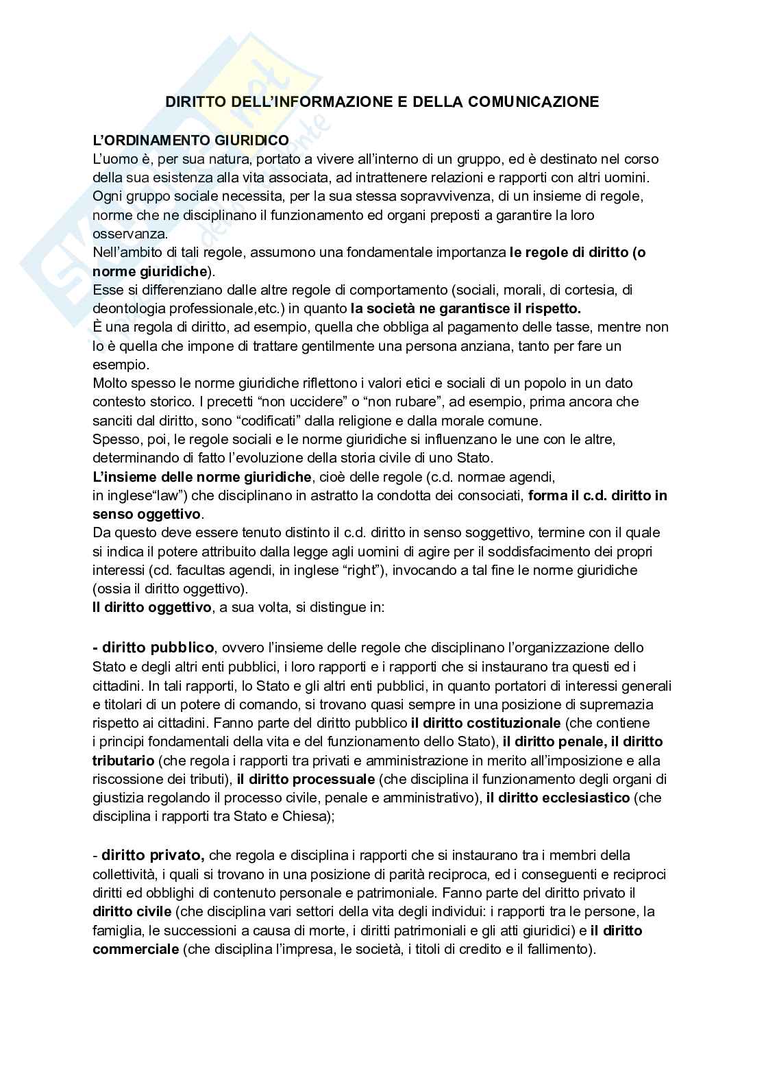 Esame di Diritto della comunicazione e dell’informazione  Pag. 1