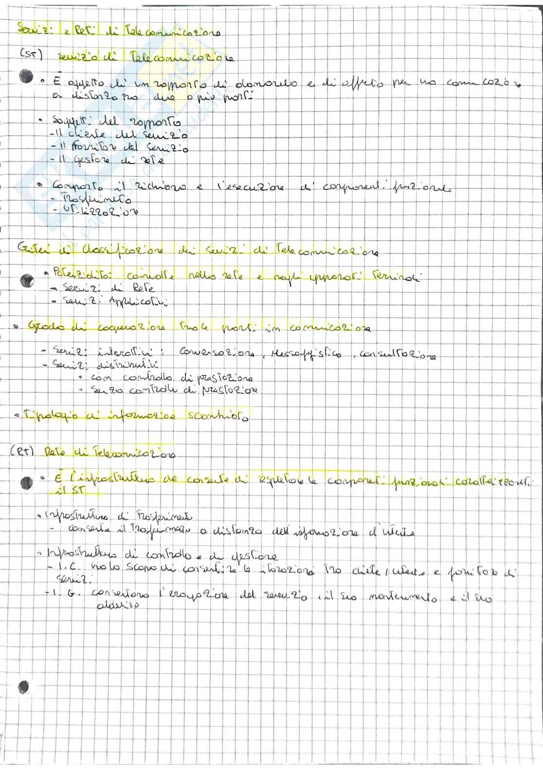 Appunti, dimostrazioni ed esercizi di esame su reti e servizi di telecomunicazioni(1° parte del programma) Pag. 1