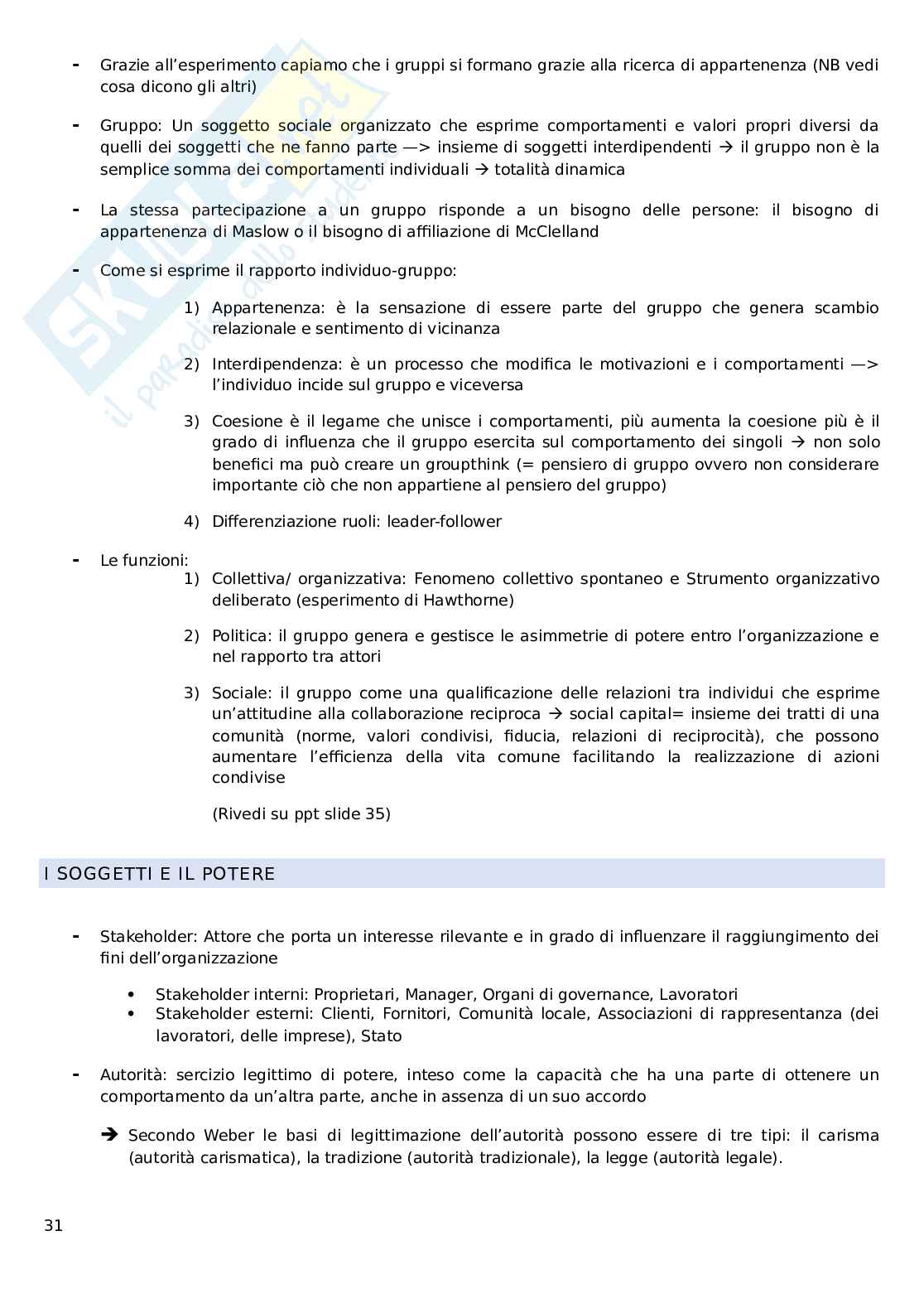 Governo e Gestione aziendale Pag. 31