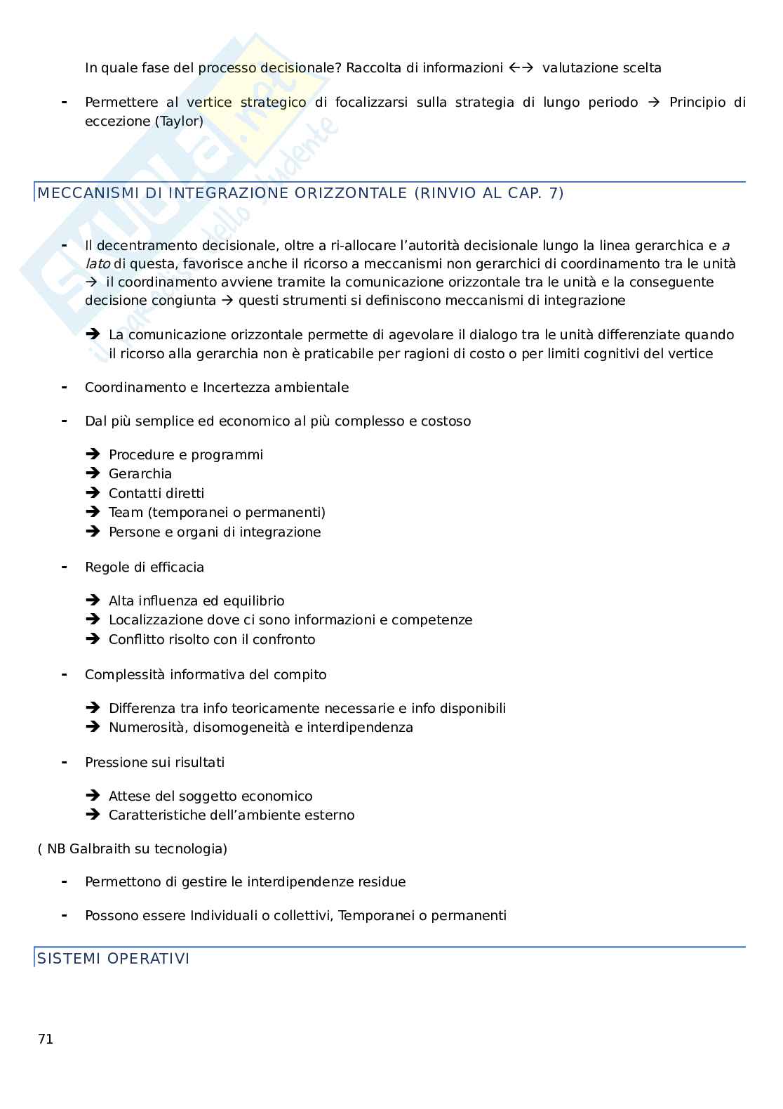 Governo e Gestione aziendale Pag. 71