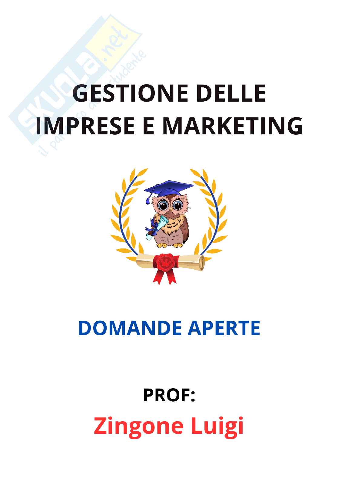 Paniere Gestione delle imprese e marketing- Risposte Aperte - aggiornato (2026) Pag. 1