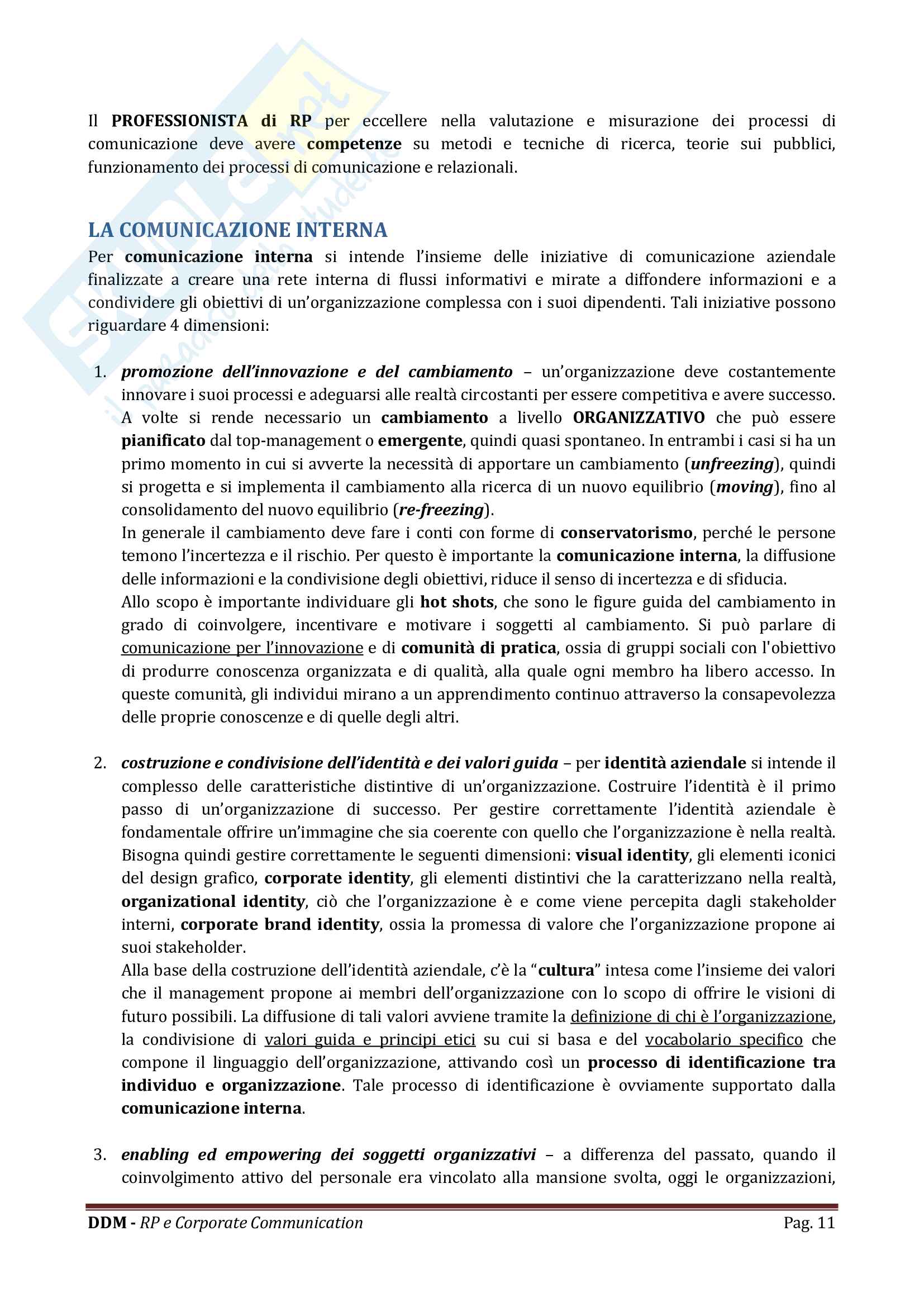 Riassunto esame Comunicazione per il management d'impresa, prof. Martino, libro consigliato Relazioni Pubbliche e Corporate Communication Pag. 11