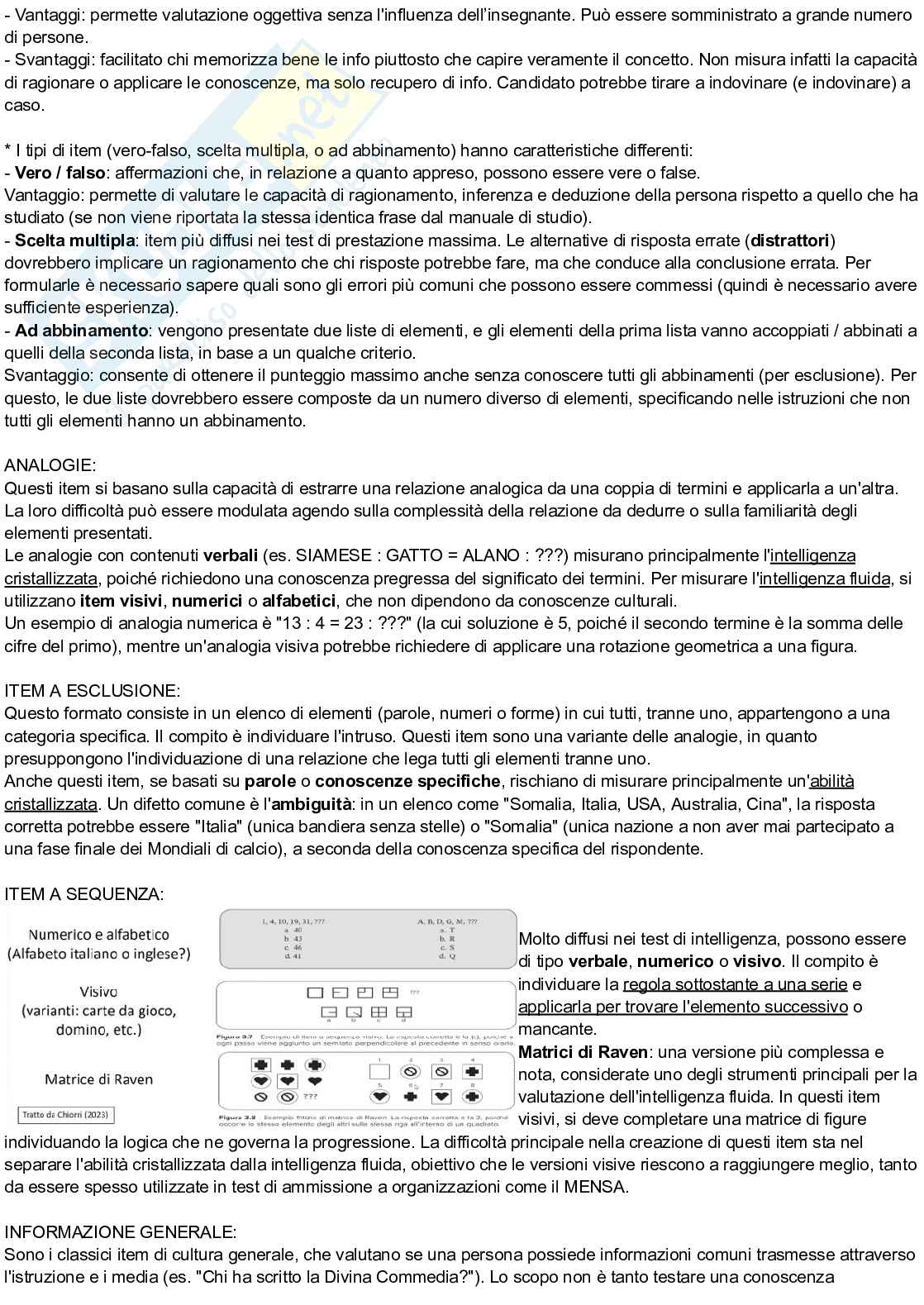 Riassunto esame Teoria e tecnica del test, Prof. Urbini Flavio, libro consigliato Teoria e tecnica psicometrica. Costruire un test psicologico, Chiorri Pag. 16