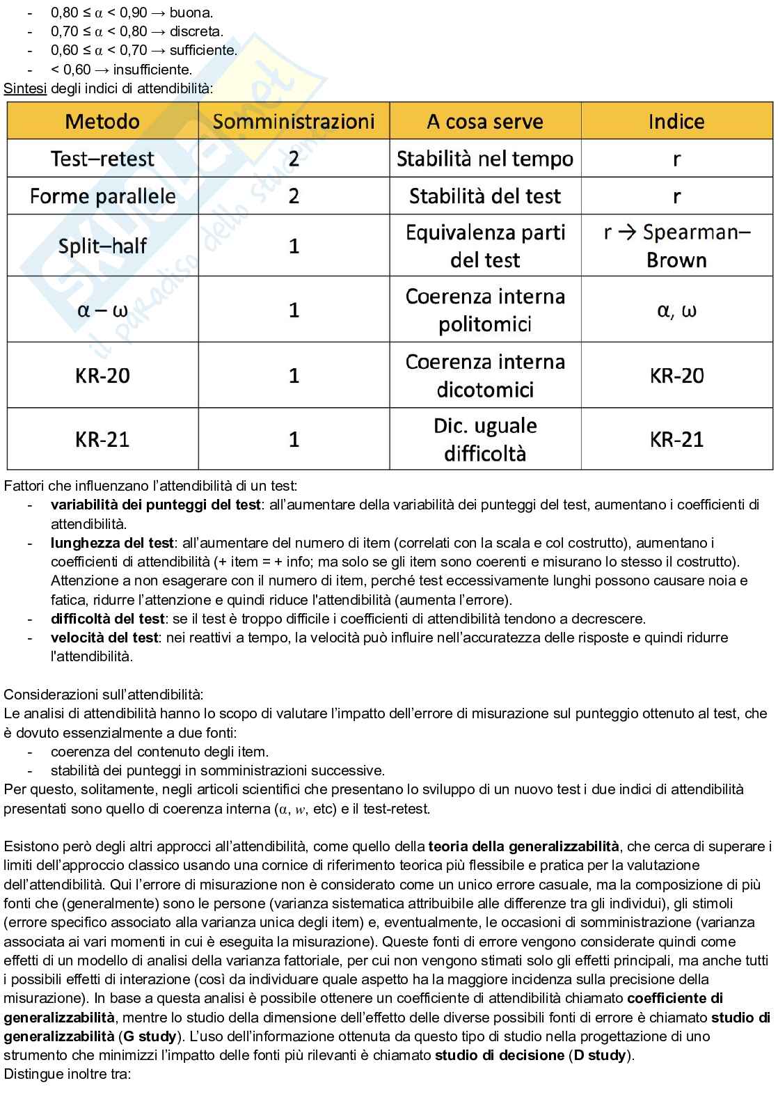 Riassunto esame Teoria e tecnica del test, Prof. Urbini Flavio, libro consigliato Teoria e tecnica psicometrica. Costruire un test psicologico, Chiorri Pag. 51