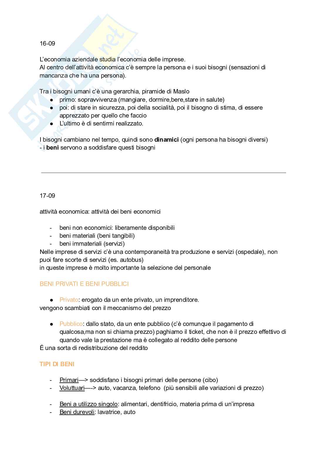Appunto economia aziendale Pag. 1