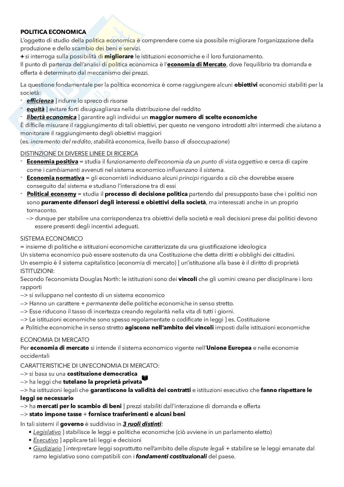 Appunti di Politica economica Pag. 1