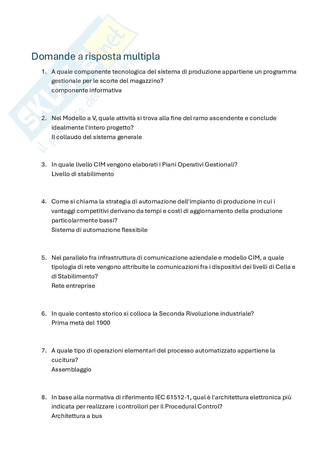 Domande a crocette Tecnologie per l'automazione industriale  Pag. 1