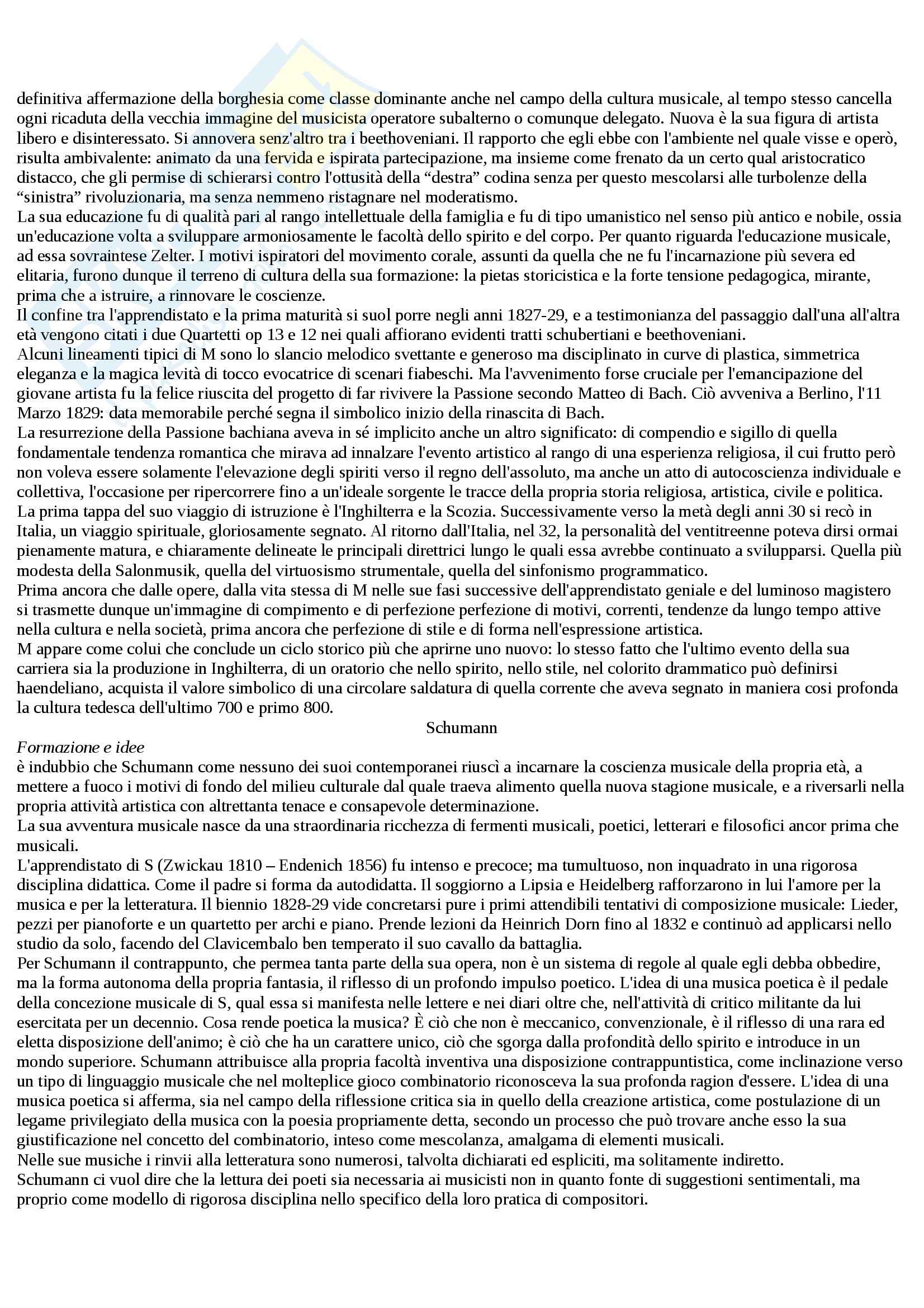 Riassunto esame Storia della musica moderna e contemporanea, prof. De Santis, libro consigliato Romanticismo e scuole dell'Ottocento, Di Benedetto Pag. 6