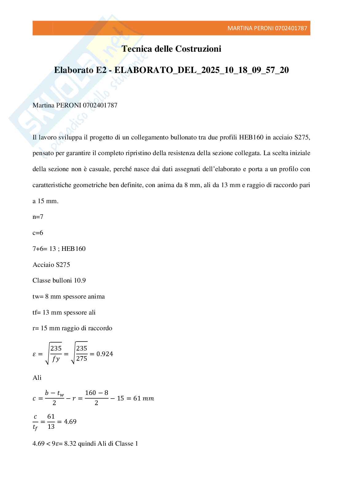 Elaborato 2 Elementi di tecnica delle costruzioni Pag. 1