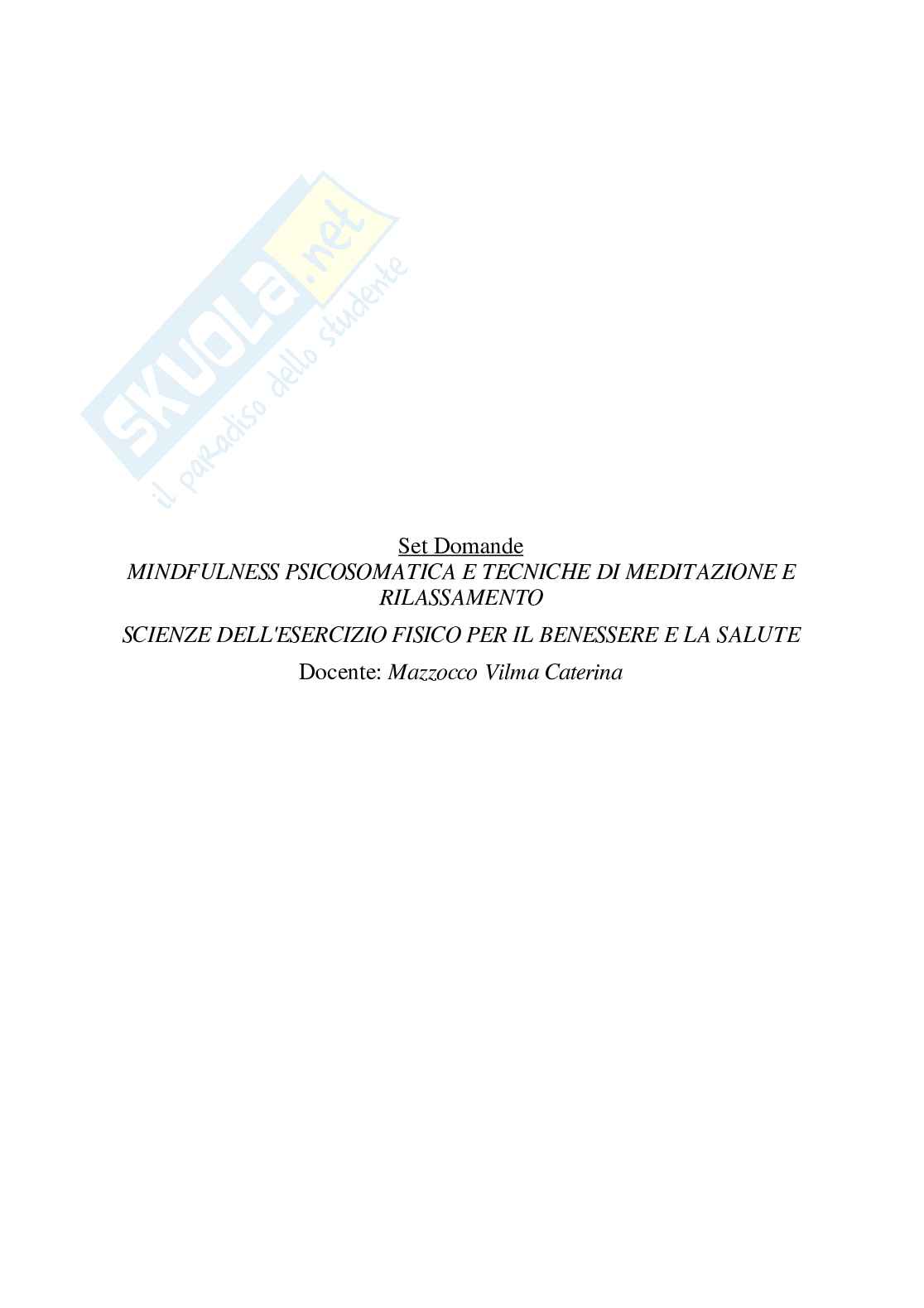 Paniere Mindfulness psicosomatica e tecniche di meditazione e rilassamento (2026) - Risposte multiple corrette Pag. 2