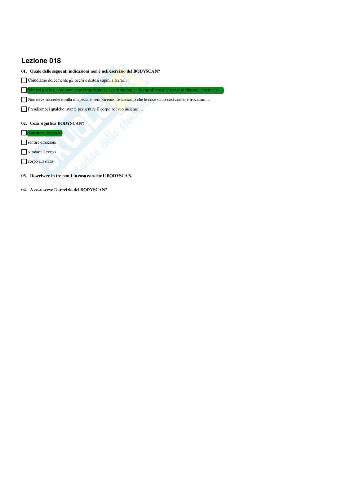 Paniere Mindfulness psicosomatica e tecniche di meditazione e rilassamento (2026) - Risposte multiple corrette Pag. 21