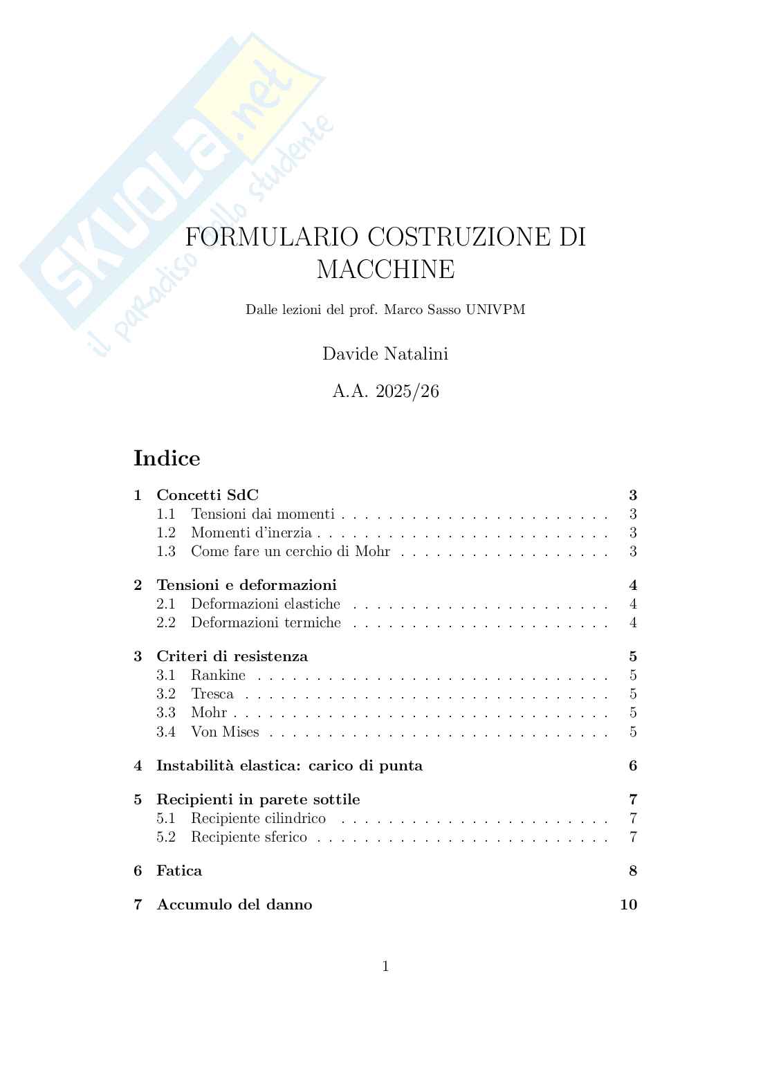 Formulario Costruzione di macchine (CdM) Pag. 1