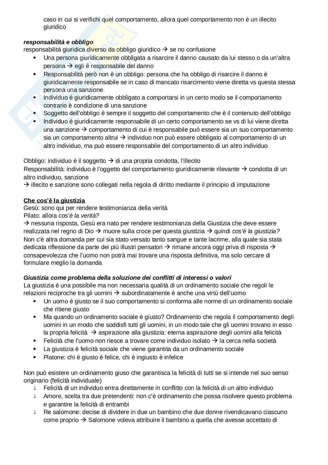 Riassunto esame Filosofia del diritto, Prof. Di Lucia Paolo, libro consigliato Che cos'è la giustizia, Kelsen Pag. 11