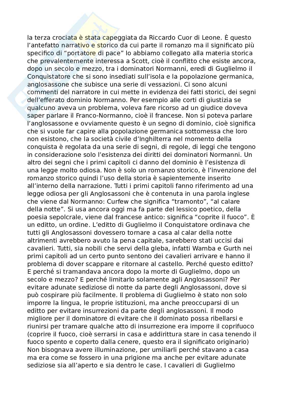 Riassunto esame Letteratura italiana contemporanea, Prof. Minetti Francesco, libro consigliato Ivnhoe, Scott Pag. 6