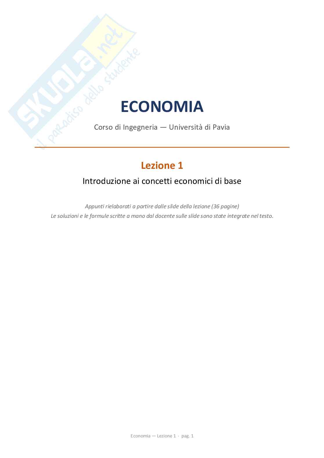 Lezione 1 Economia Pag. 1
