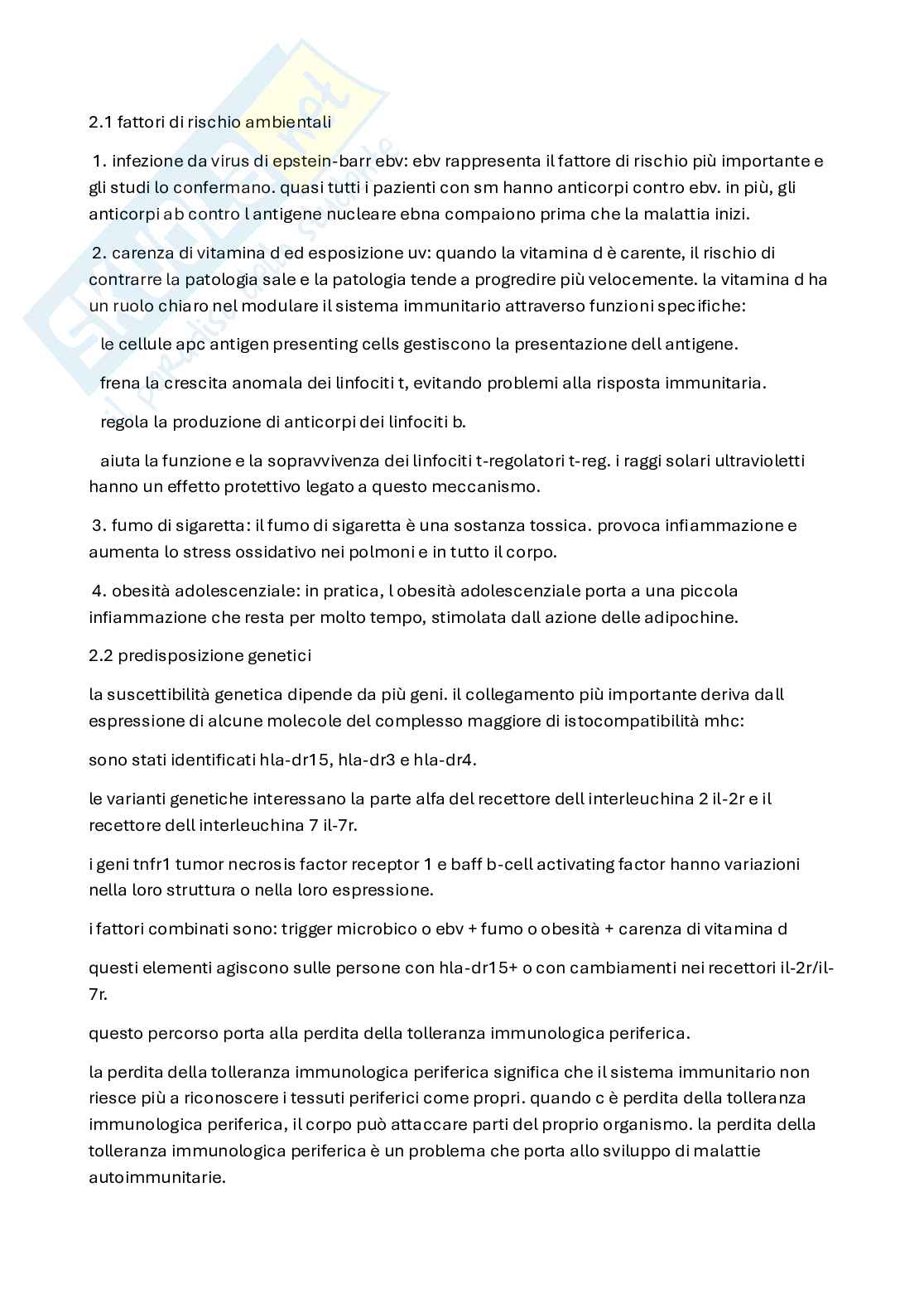 Fisiopatologia e anatomia patologica della sclerosi multipla Pag. 2