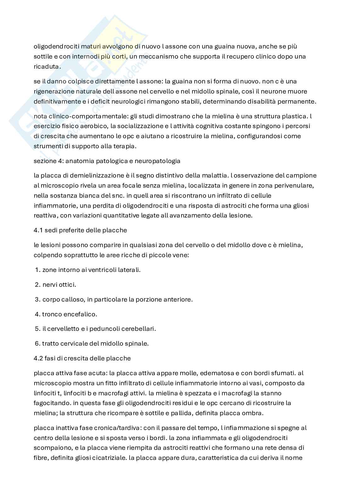 Fisiopatologia e anatomia patologica della sclerosi multipla Pag. 6