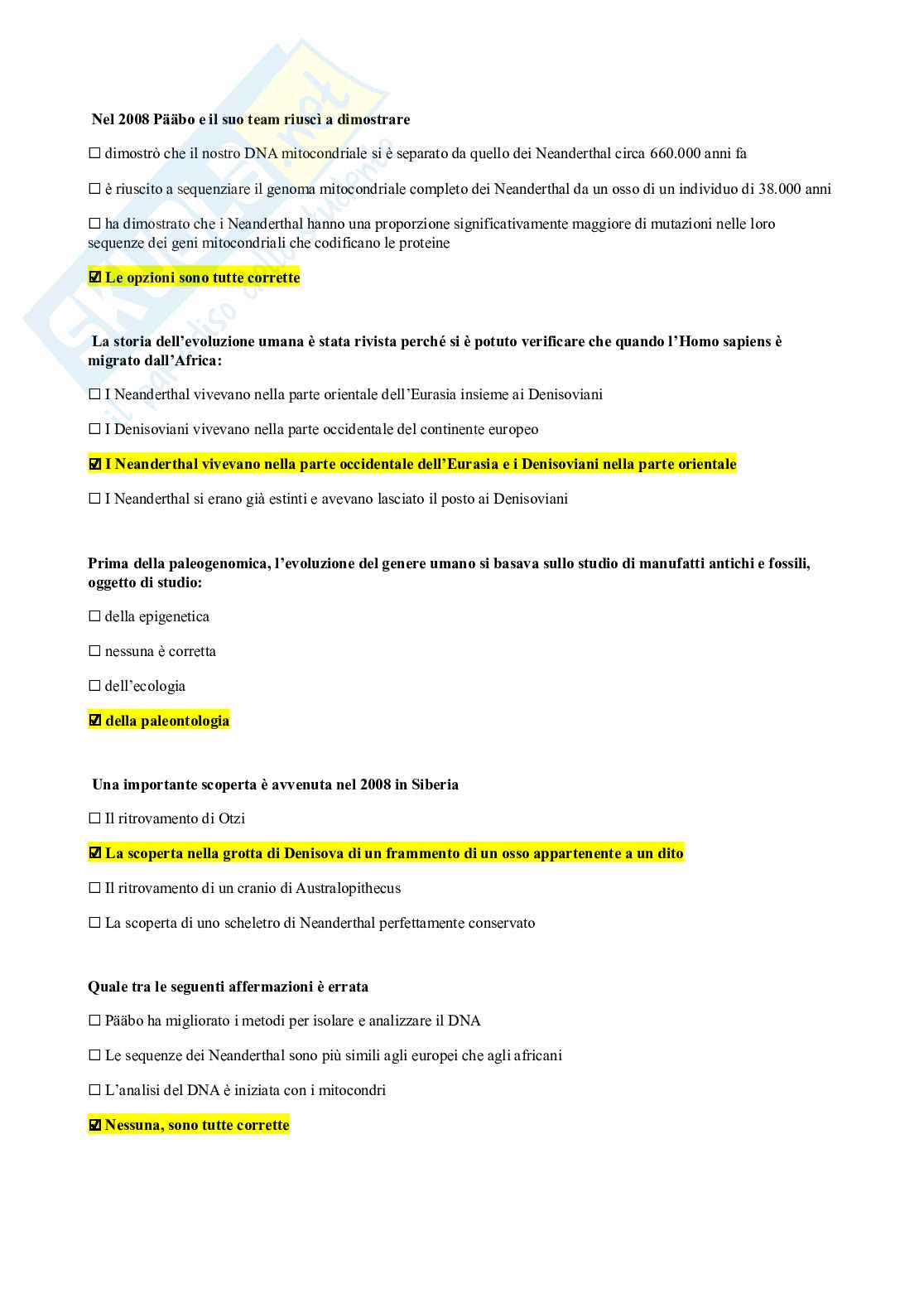Domande chiuse Antropologia   Pag. 51
