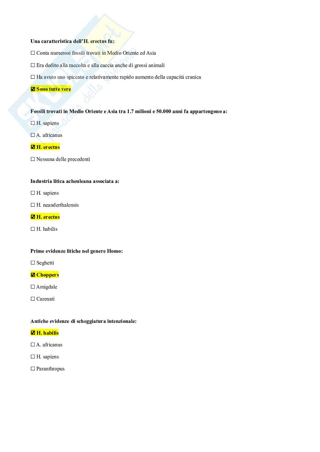 Domande chiuse Antropologia   Pag. 71