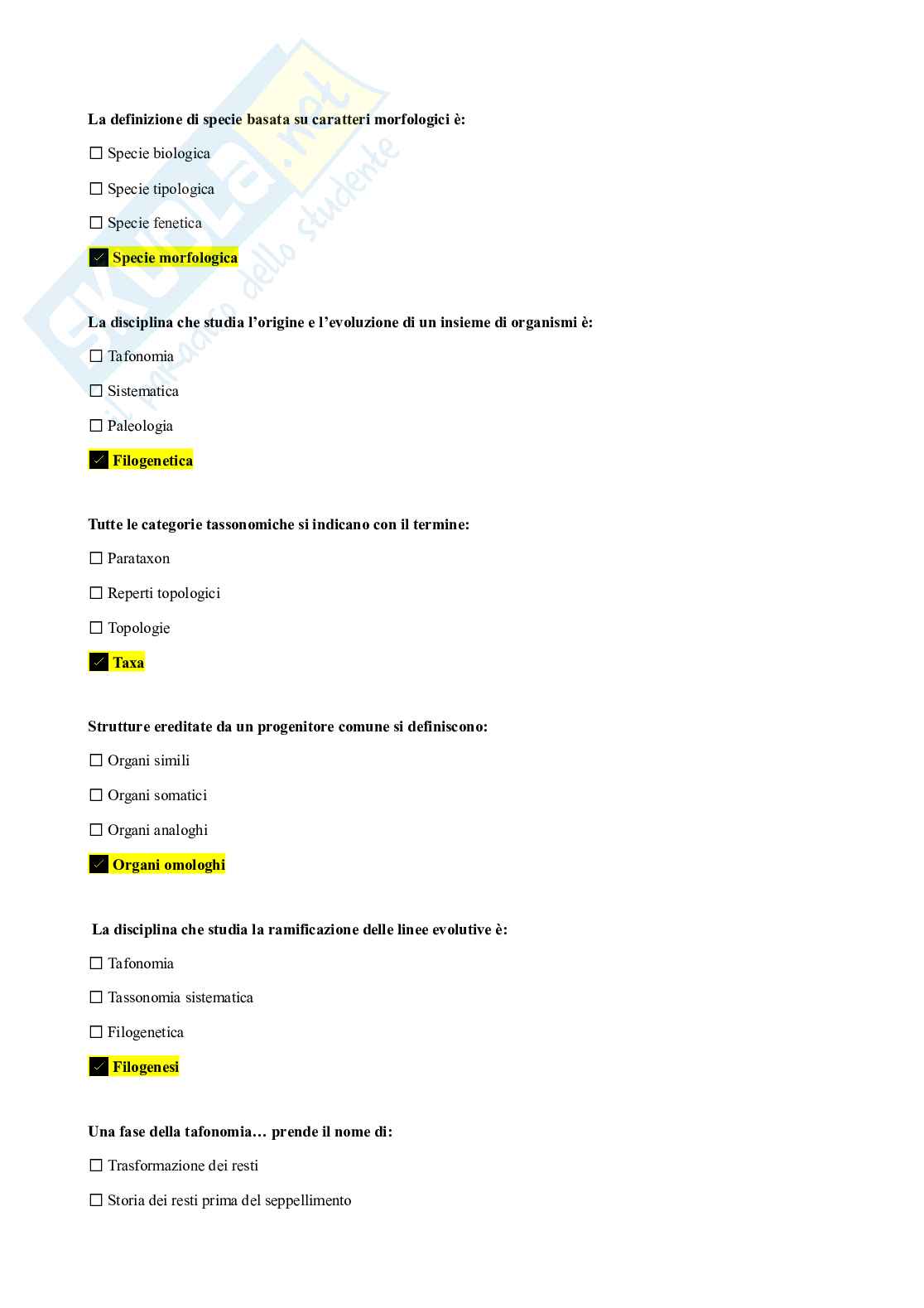 Domande chiuse Antropologia   Pag. 81