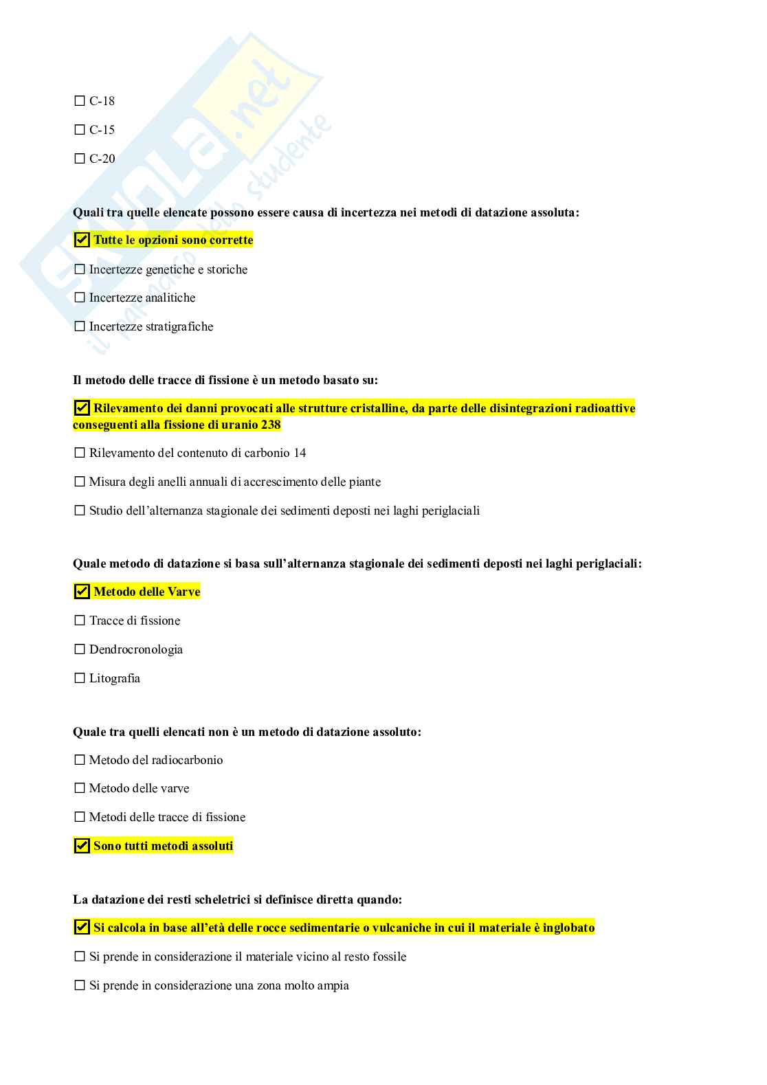 Domande chiuse Antropologia   Pag. 86