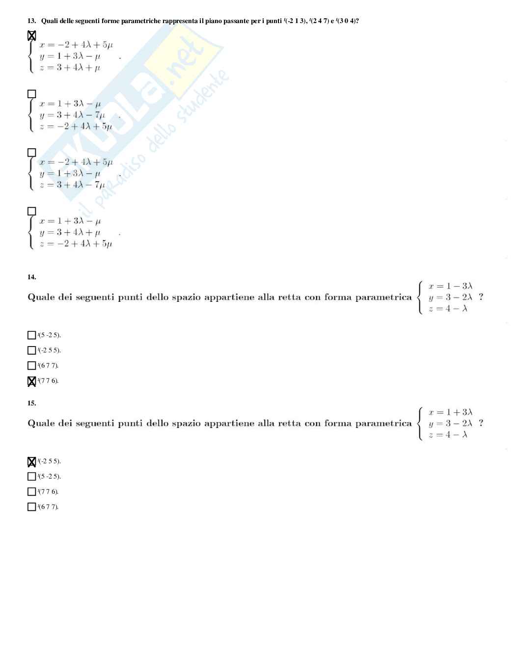 Complementi di matematica – Preparazione esame – Paniere completo risposte chiuse – A.A. 2025/2026 Pag. 61