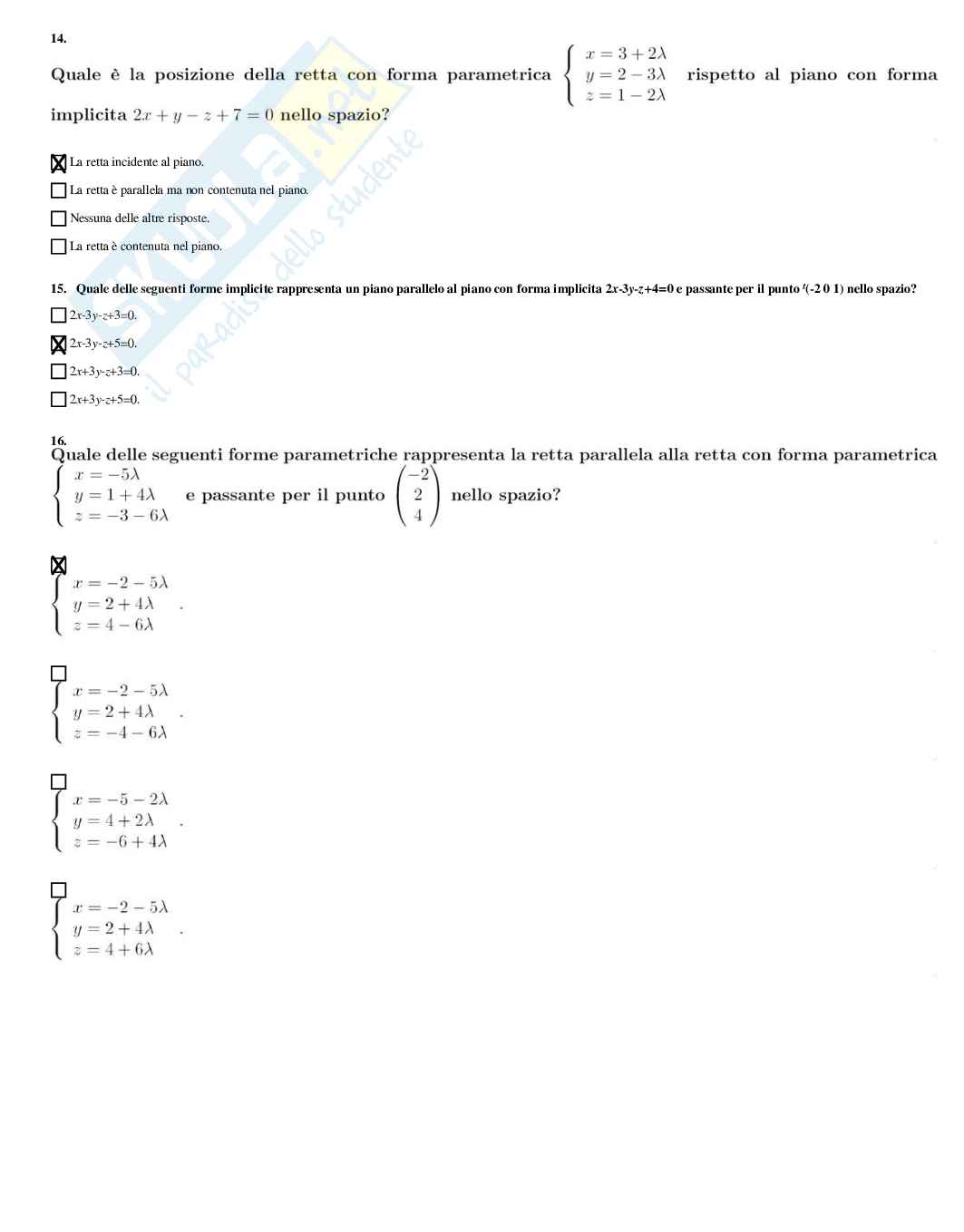 Complementi di matematica – Preparazione esame – Paniere completo risposte chiuse – A.A. 2025/2026 Pag. 66