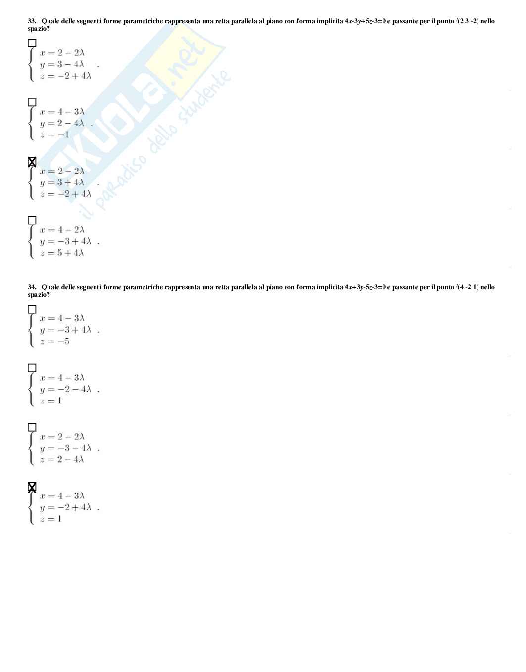 Complementi di matematica – Preparazione esame – Paniere completo risposte chiuse – A.A. 2025/2026 Pag. 86