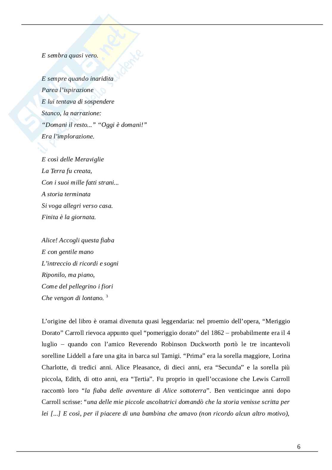 Alice nel paese delle meraviglie tesina Pag. 6