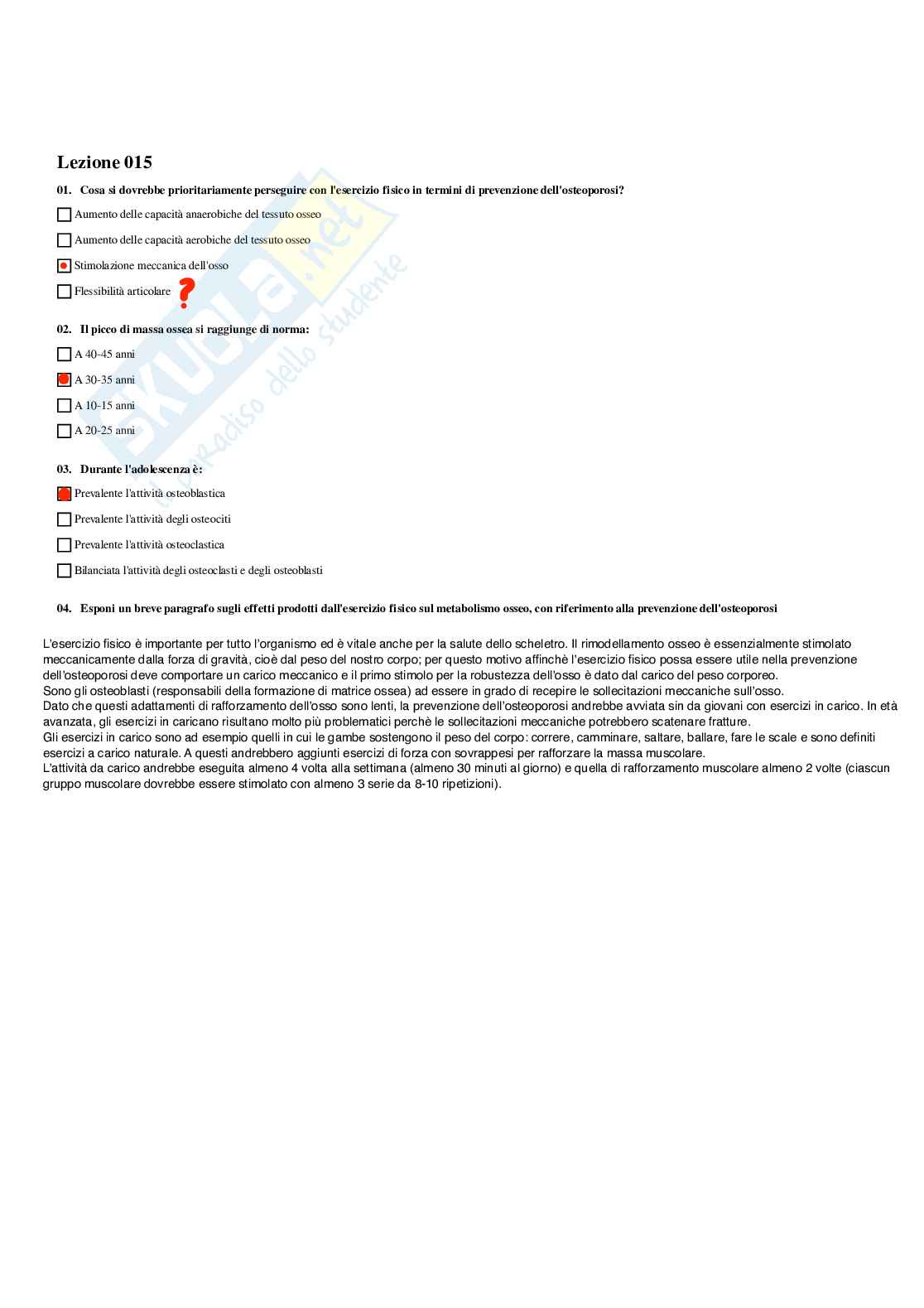 Paniere Attività motoria, preventiva, compensativa e rieducativa - (2026) - Risposte multiple corrette Pag. 16