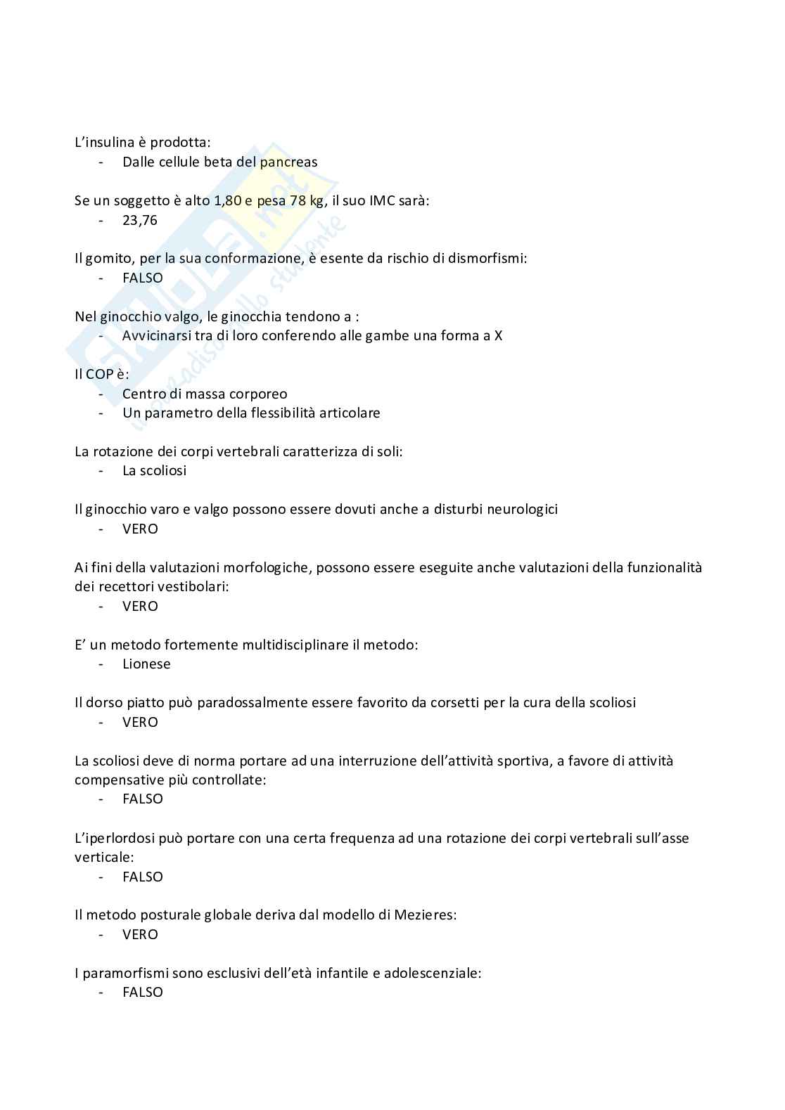 Paniere Attività motoria, preventiva, compensativa e rieducativa - (2026) - Risposte multiple corrette Pag. 46